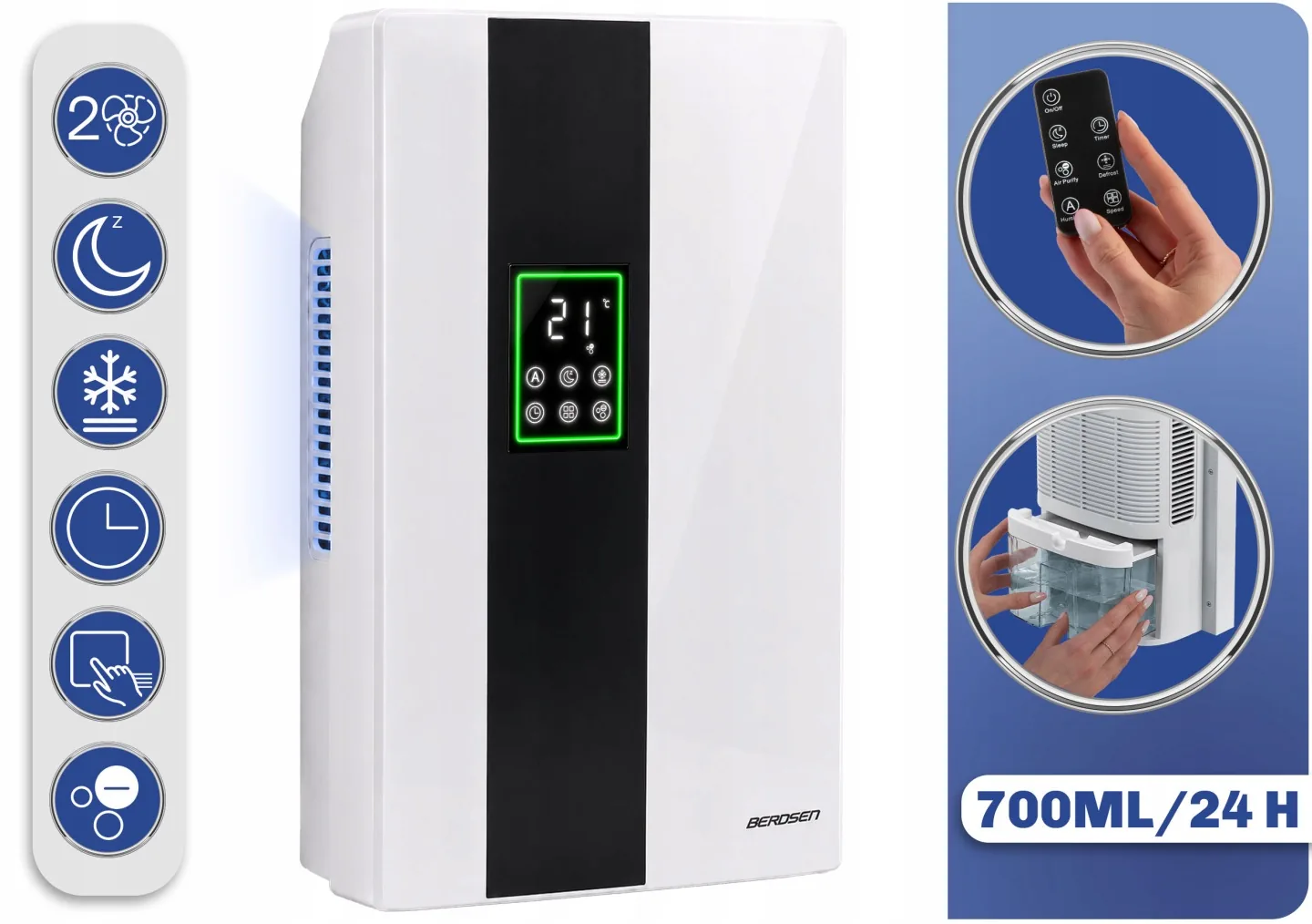 Odvlhčovač vzduchu – pohlcovač vlhkosti automatický + dálkové ovládání Berdsen BD-860