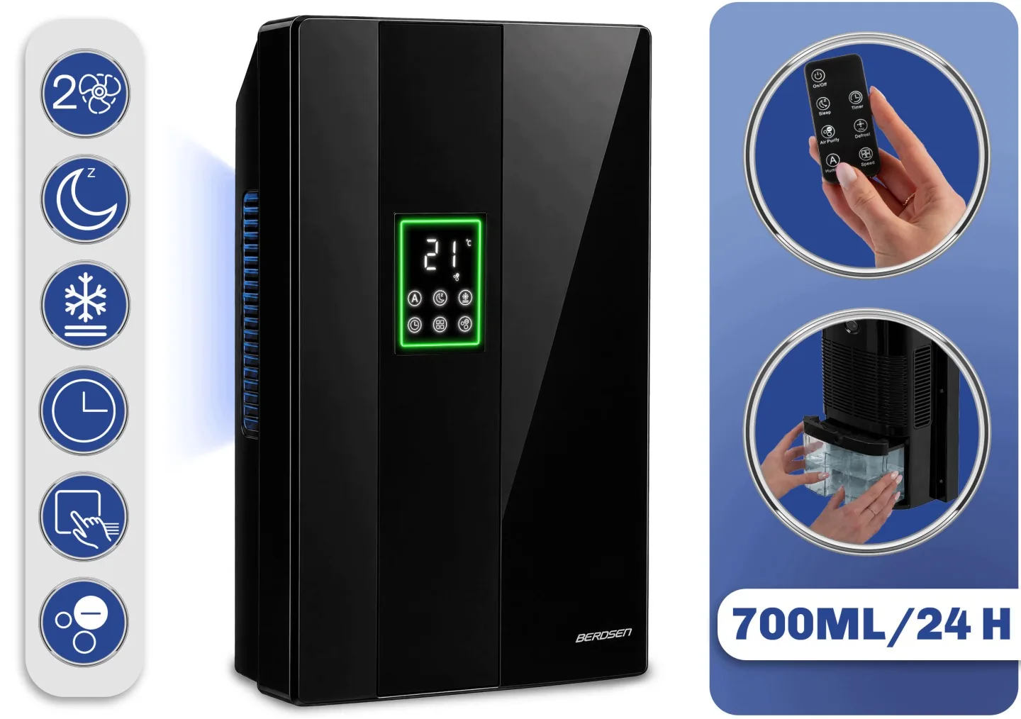 Légtisztító páramentesítő – automatikus páramegkötő + távirányító Berdsen BD-861
