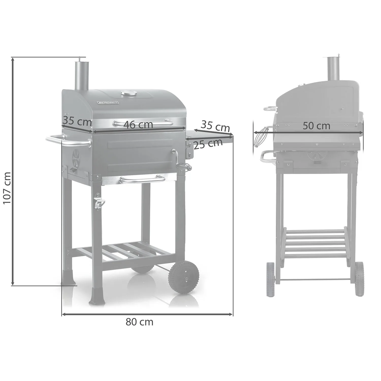 Termékkép 13: Fedeles, hőmérővel ellátott faszenes kerti grill Berdsen BD-894 J-389400