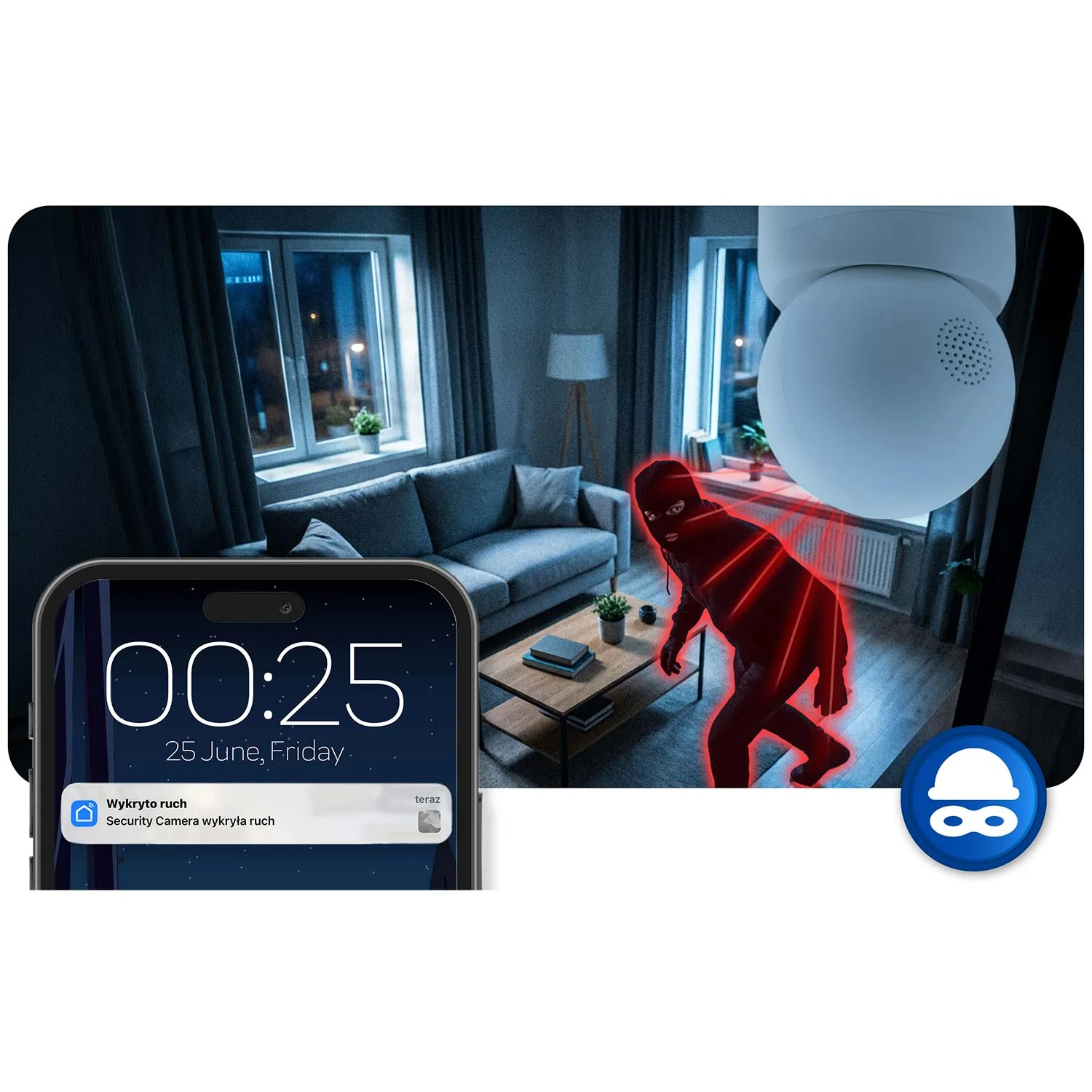 Slika proizvoda 12: Rotirajuća Wi‑Fi IP kamera za unutarnju upotrebu 3 Mpx Berdsen BD-940 J-394000