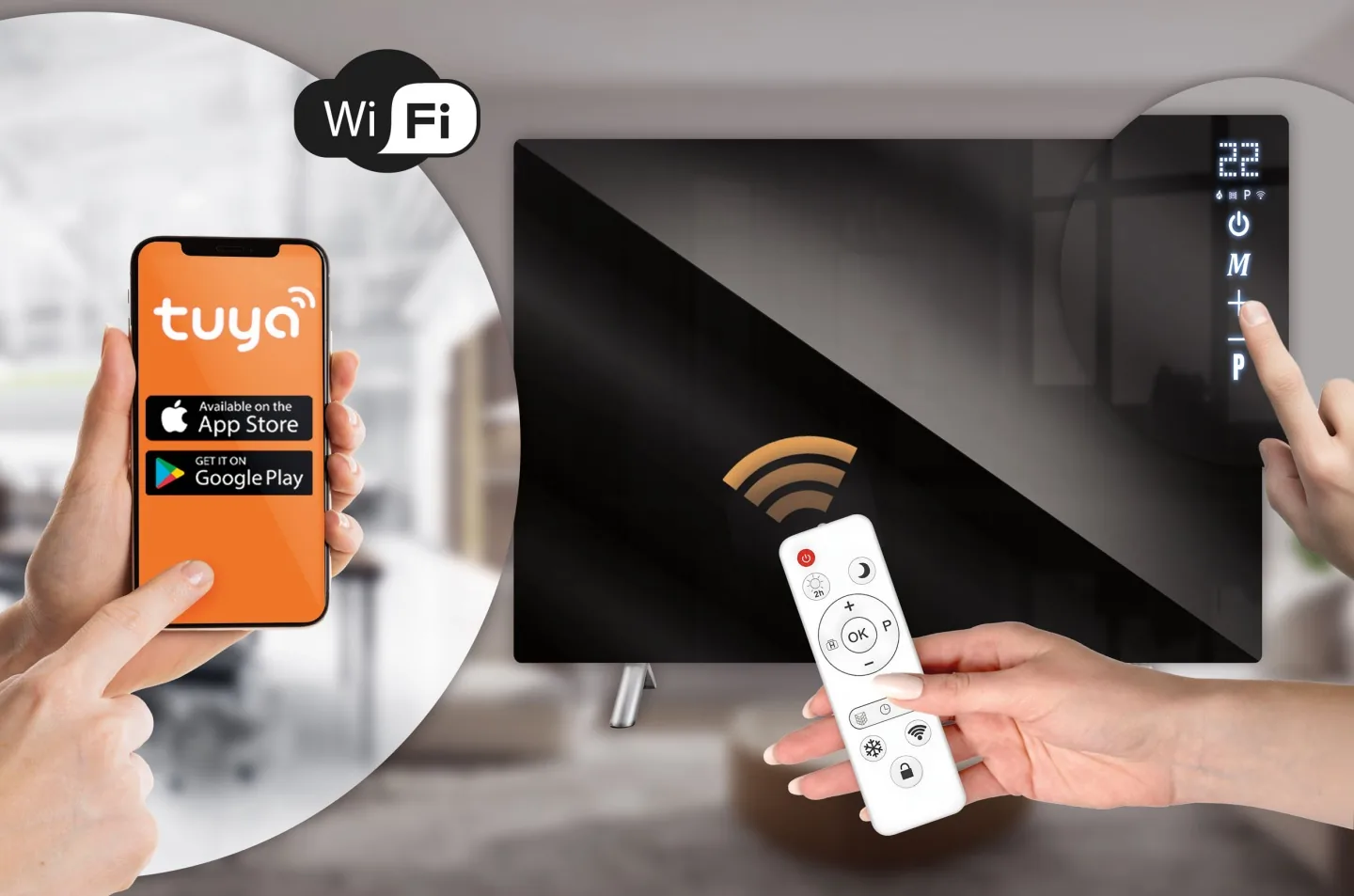 Slika proizvoda 3: Infracrveni panelni grijač 600 W Berdsen BD-984, daljinski upravljač, Wi-Fi, aplikacija