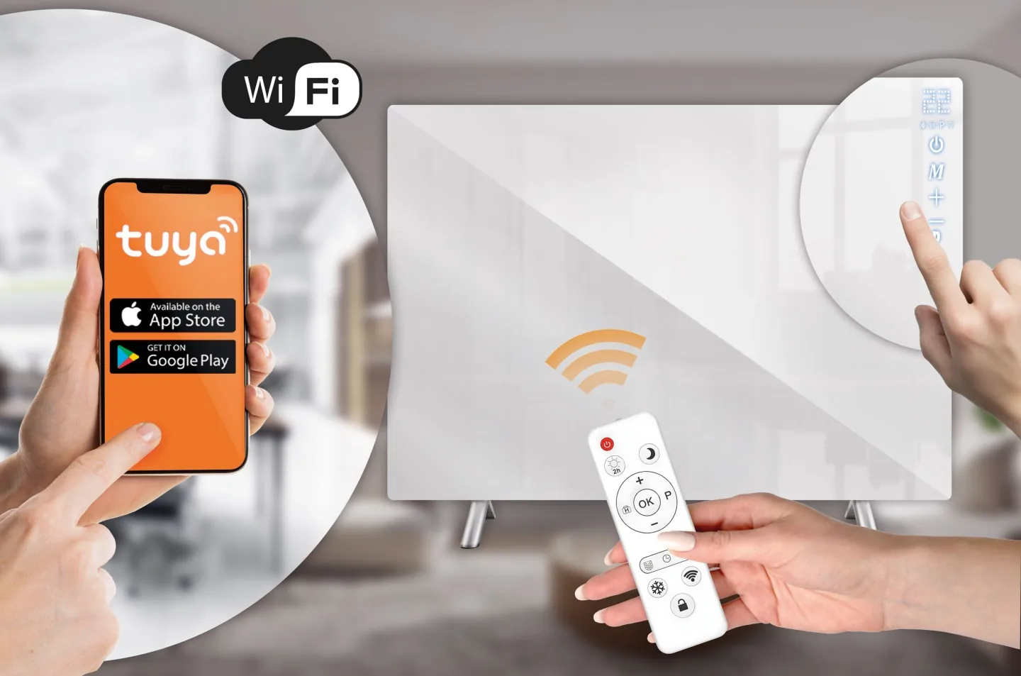 Slika proizvoda 3: Infracrveni panelni grijač 600 W Berdsen BD-984, daljinski upravljač, Wi-Fi aplikacija