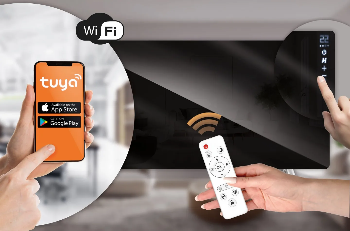 Termékkép 3: Infravörös fűtőpanel, sugárzó infrafűtés 720 W Berdsen BD-985, távirányító, Wi‑Fi alkalmazás