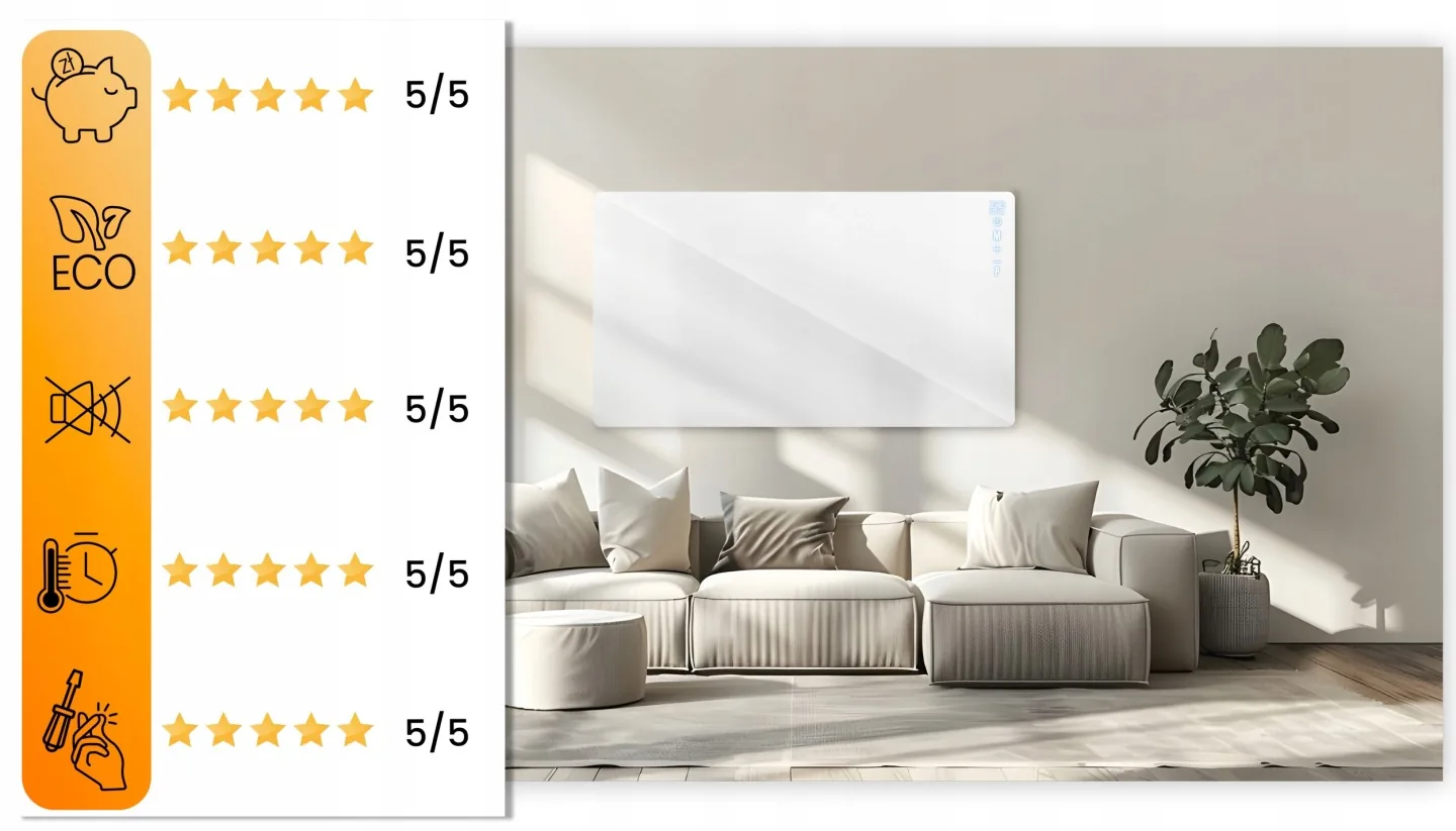 Detail produktu 25: Infračervený ohřívač, sálavý panel 720 W Berdsen BD-985, dálkové ovládání, Wi‑Fi aplikace