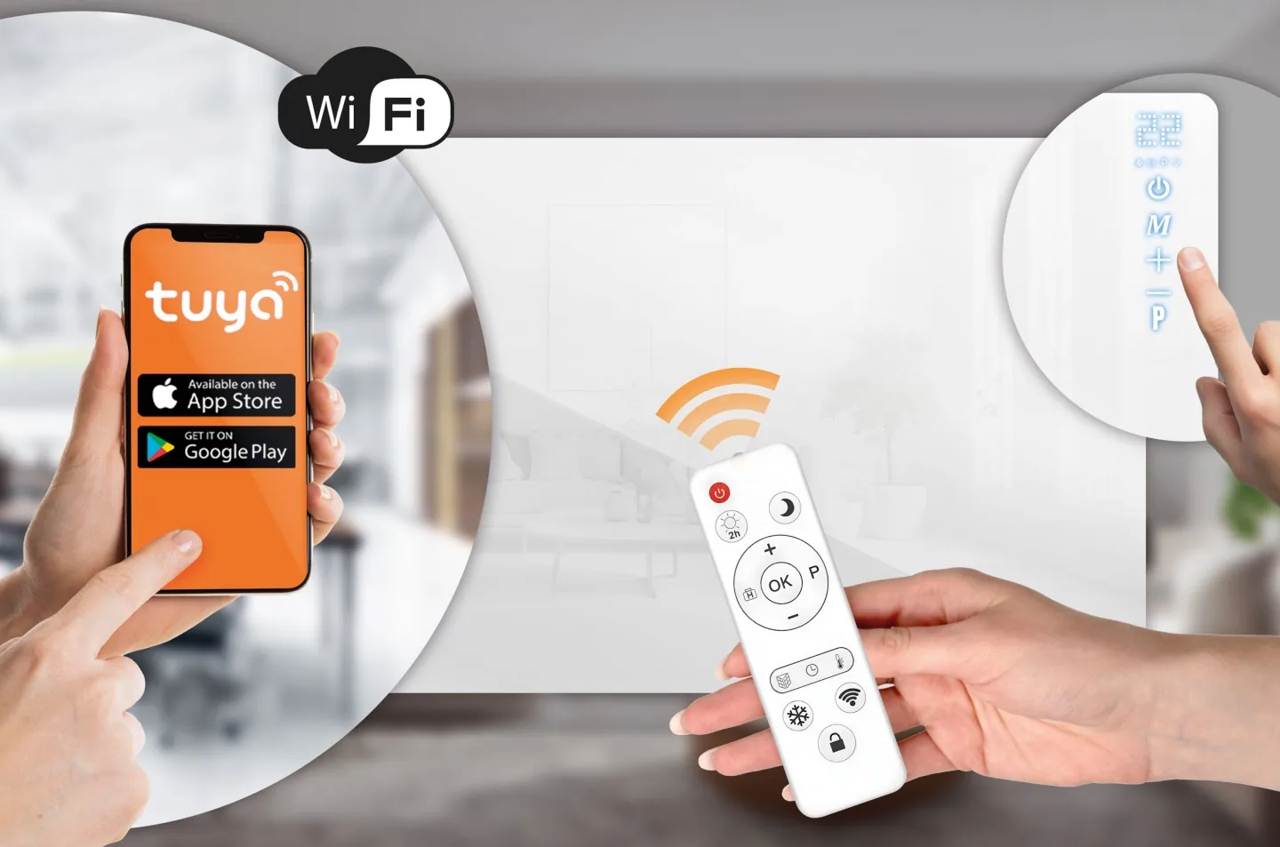 Detail produktu 3: Infračervený ohřívač, sálavý panel 720 W Berdsen BD-985, dálkové ovládání, Wi‑Fi aplikace