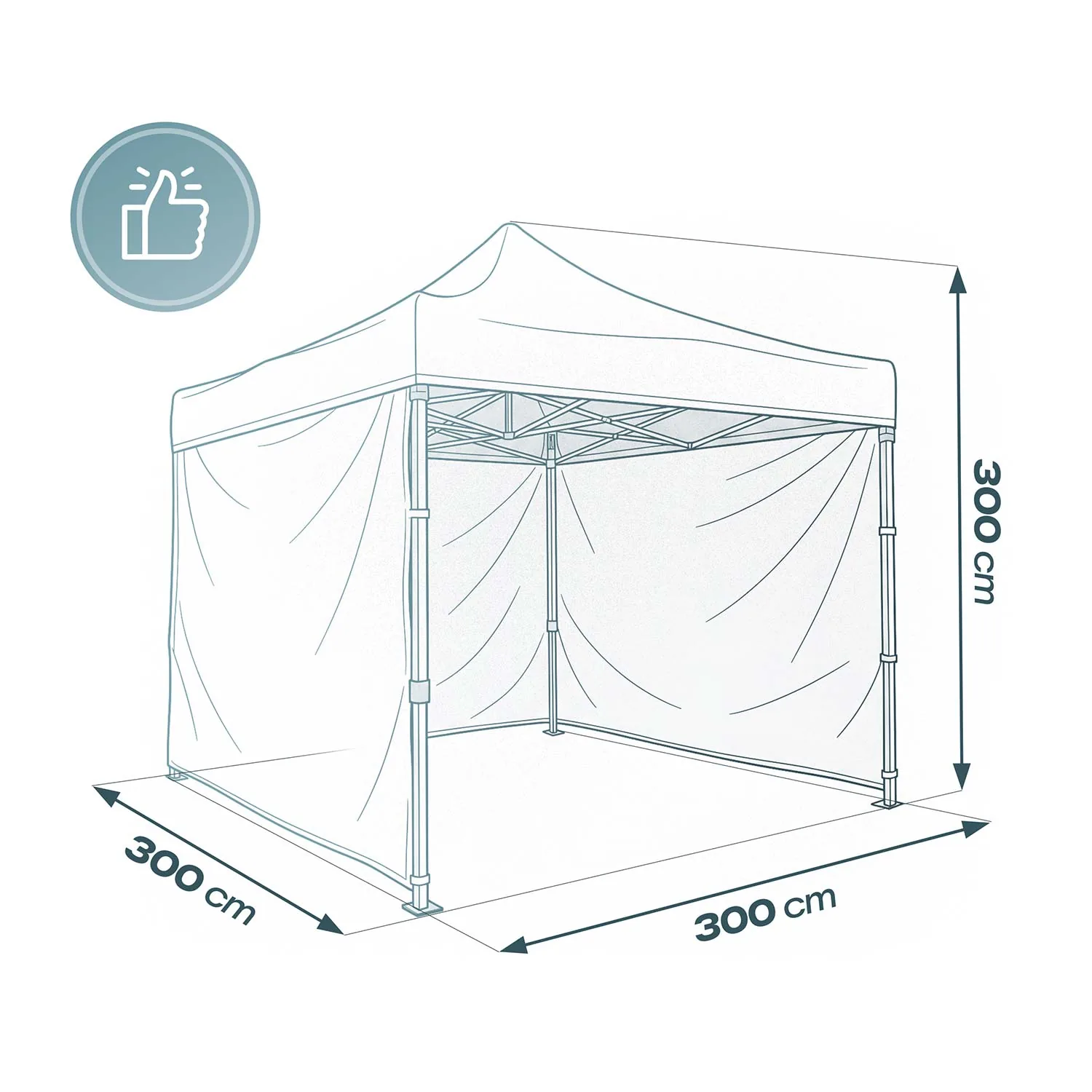 Termékkép 13: Kerti pavilon 3 × 3 m, 3 oldalfallal, kék J-430003
