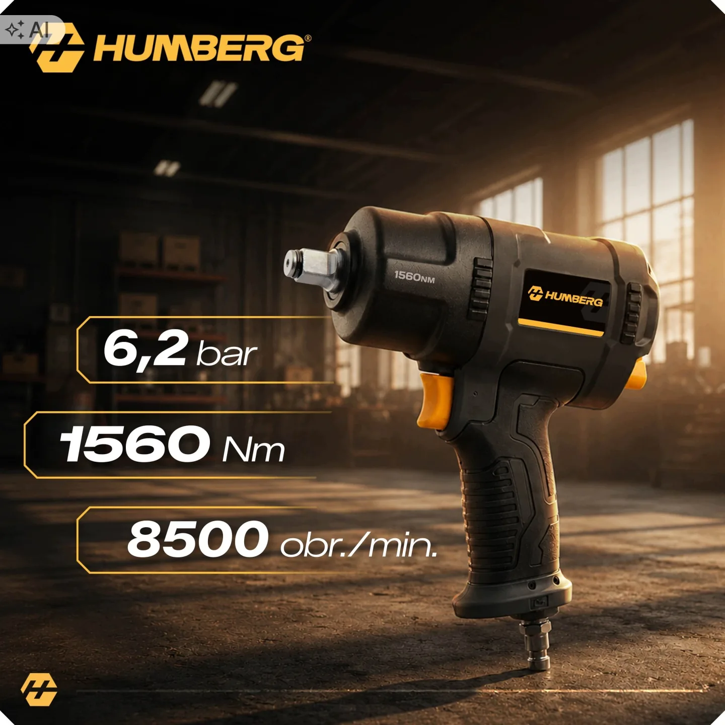 Imagine produs 5: Cheie pneumatică de impact 1560 Nm Humberg HM-261