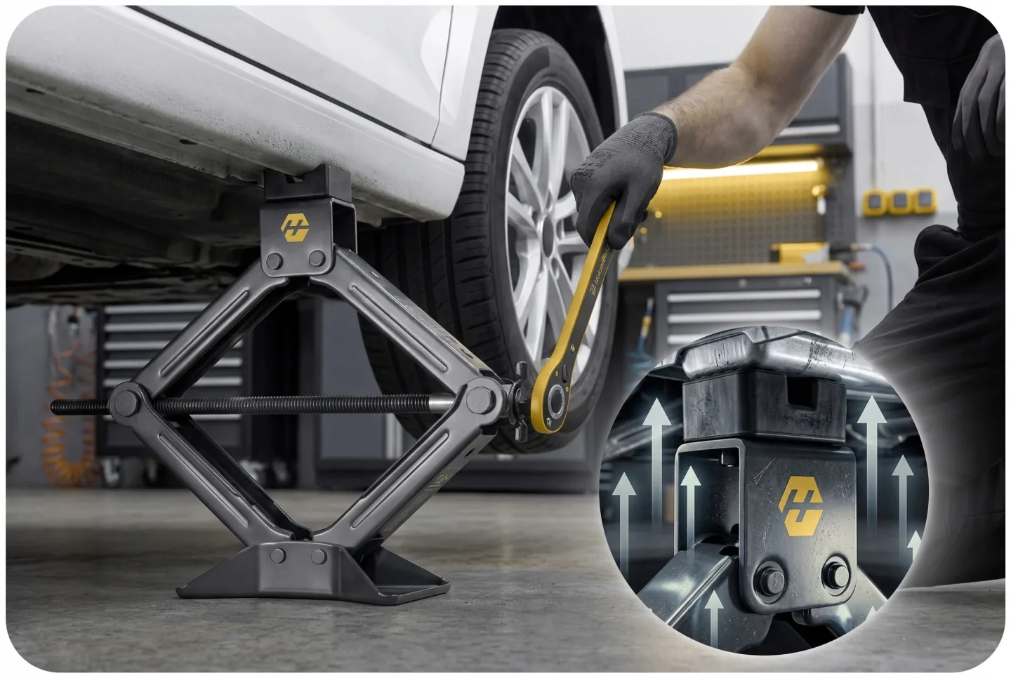 Imagine produs 7: Cric auto, cric foarfecă pentru schimbarea roților 2 t Humberg HM-383