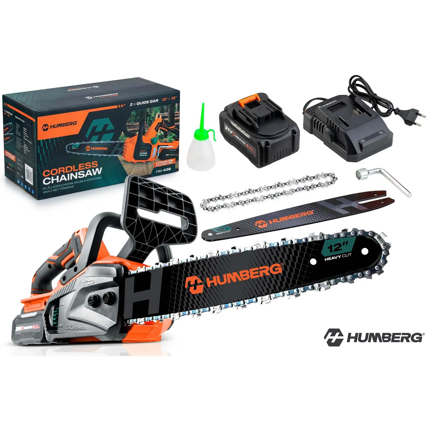 Termékkép 17: Láncfűrész 12" akkumulátoros fűrész fához Humberg HM-436