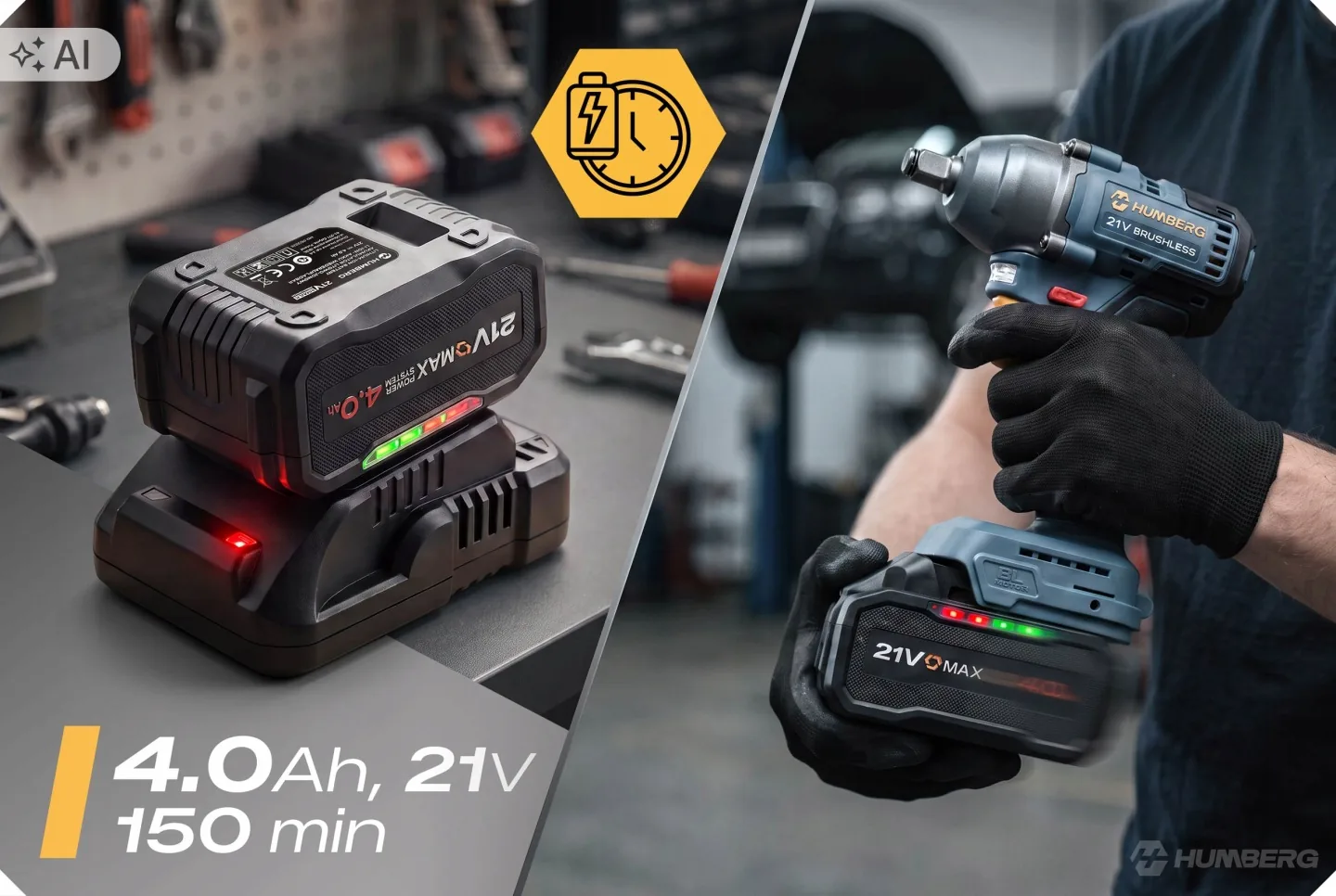 Imagine produs 17: Acumulator 21V 4Ah pentru scule electrice Humberg HM-439