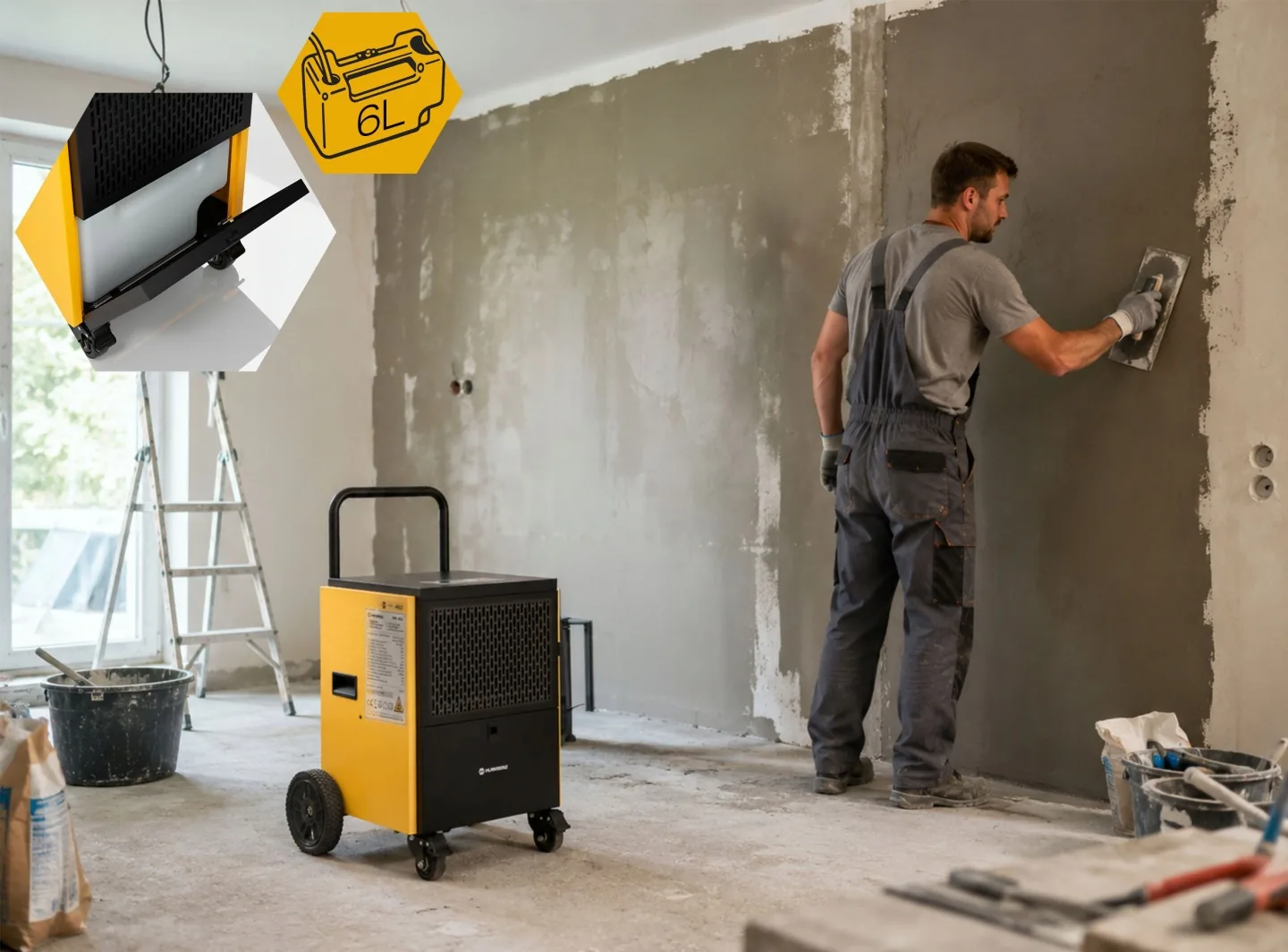 Imagine produs 13: Dezumidificator de aer industrial pentru construcții 60 l/24 h Humberg HM-483
