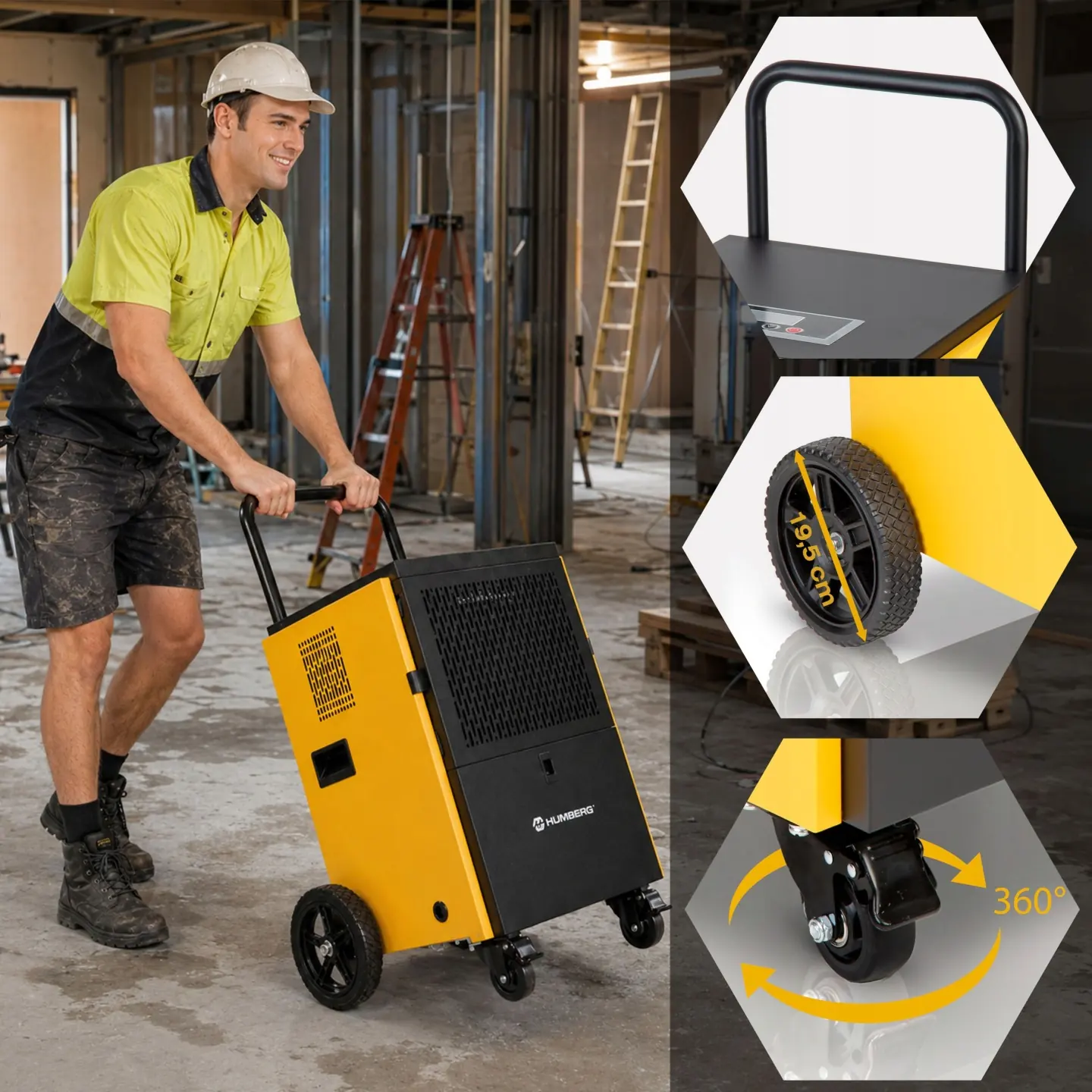 Imagine produs 11: Dezumidificator de aer industrial pentru construcții 60 l/24 h Humberg HM-483