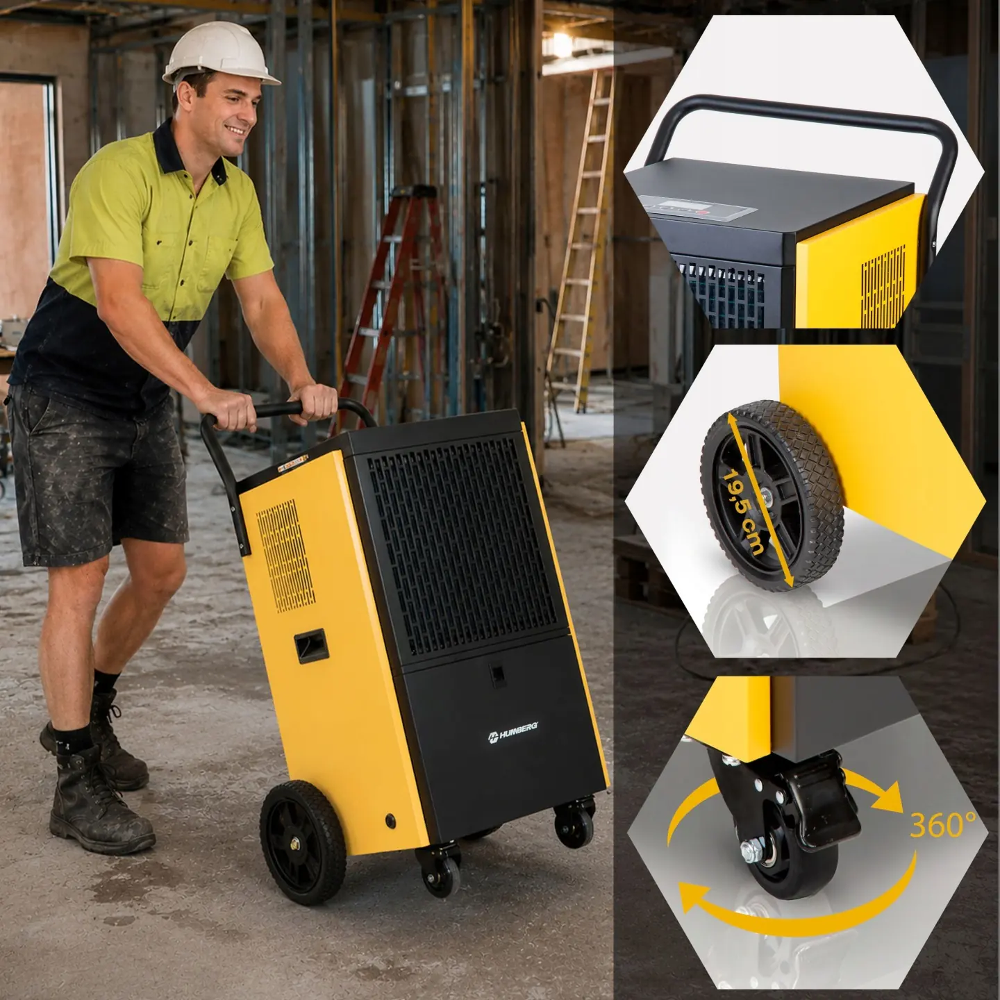 Imagine produs 11: Dezumidificator industrial de șantier 100 l/24 h Humberg HM-484