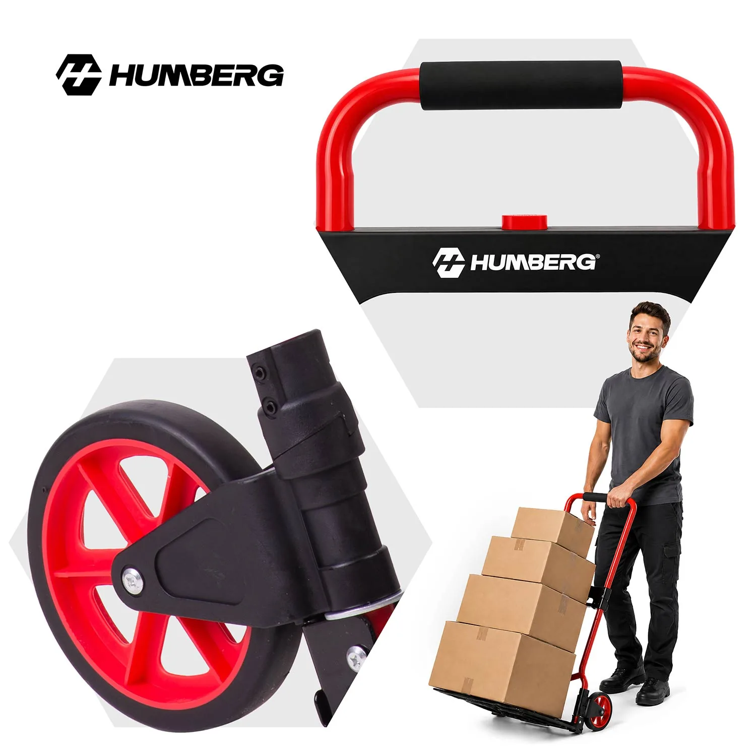 Slika proizvoda 13: Sklopiva transportna kolica, ručna, skladišna, 100 kg, Humberg HM-517