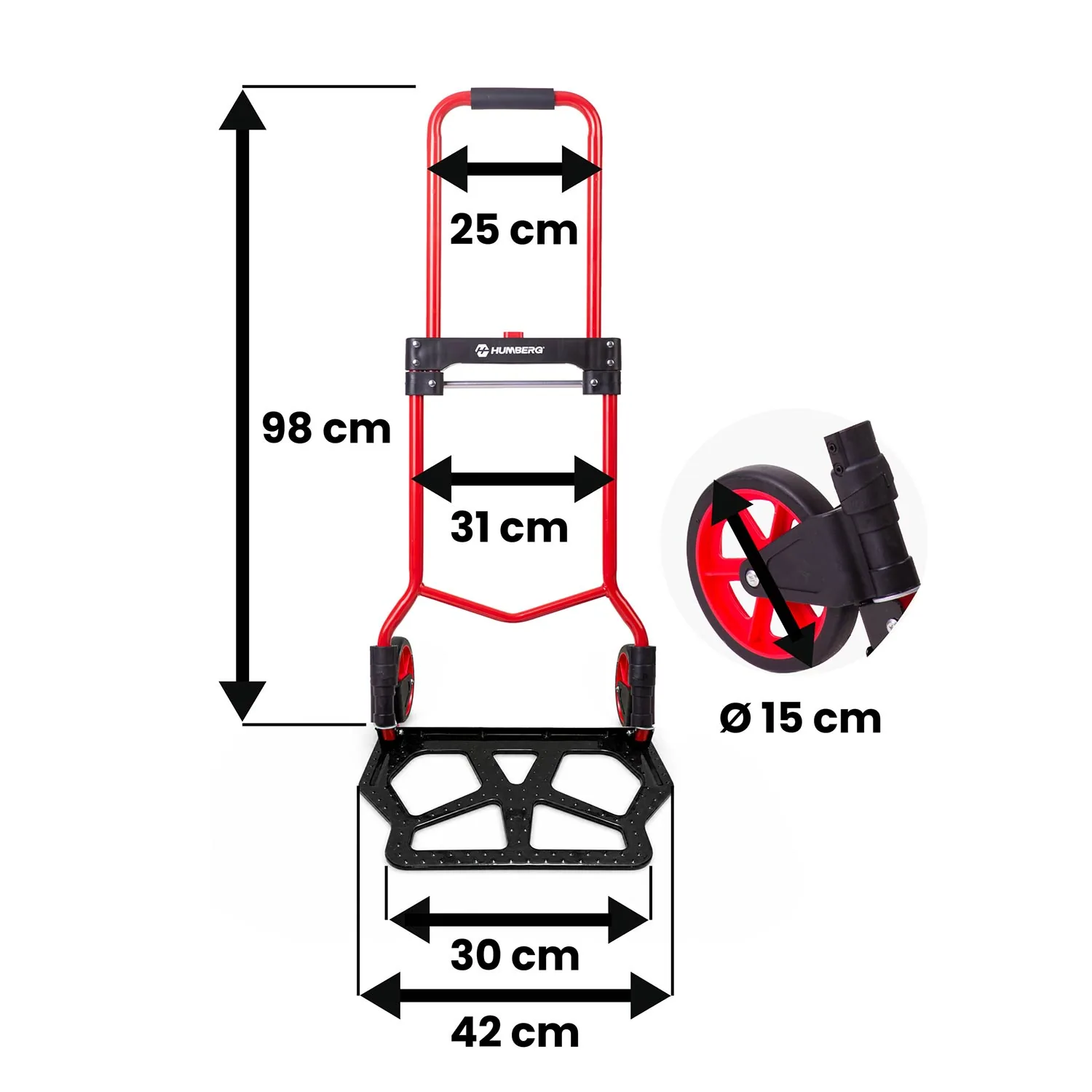 Slika proizvoda 10: Sklopiva transportna kolica, ručna, skladišna, 100 kg, Humberg HM-517