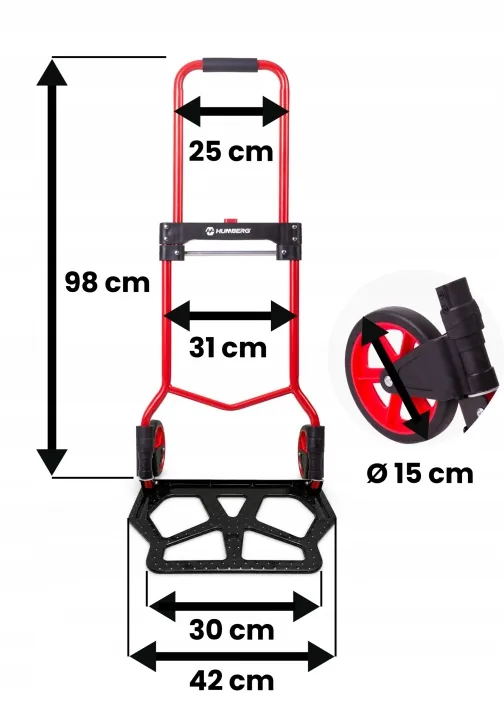 Imagine produs 16: Cărucior de transport pliabil, tip rudă, pentru depozit, 100 kg, Humberg HM-517