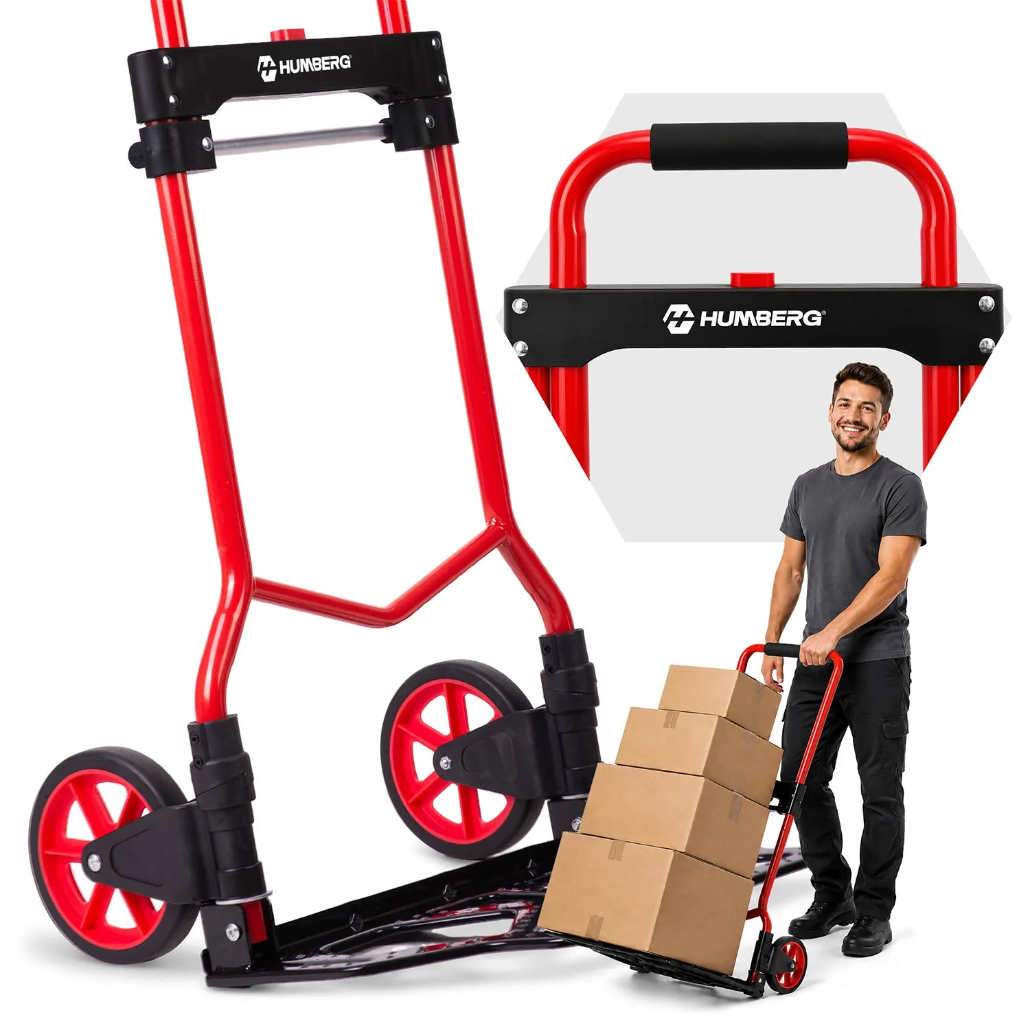 Slika proizvoda 4: Sklopiva transportna kolica, ručna, skladišna, 100 kg, Humberg HM-517