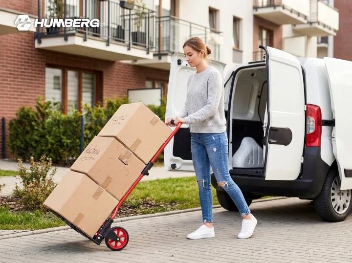 Imagine produs 17: Cărucior de transport pliabil, tip rudă, pentru depozit, 100 kg, Humberg HM-517
