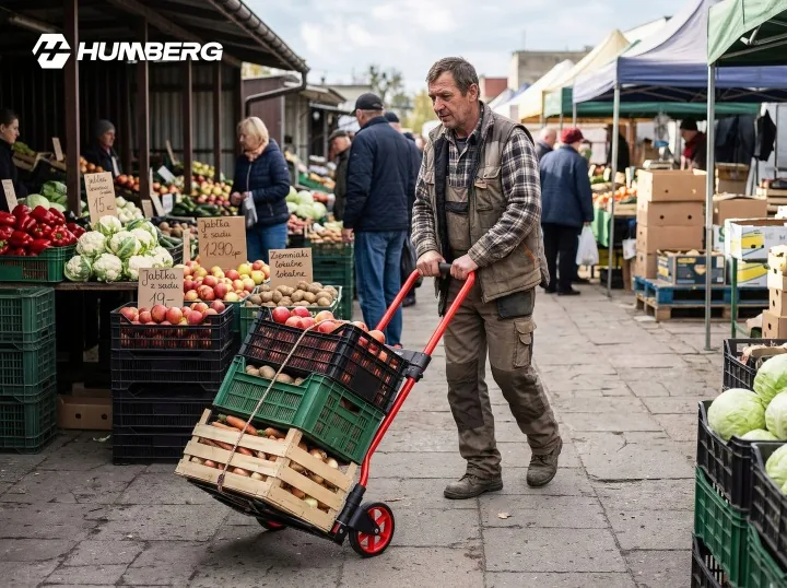 Imagine produs 10: Cărucior de transport pliabil, tip rudă, pentru depozit, 100 kg, Humberg HM-517