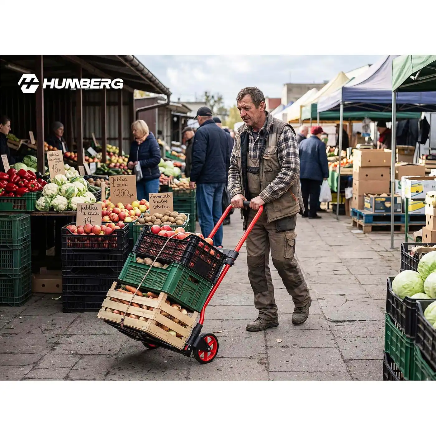 Slika proizvoda 6: Sklopiva transportna kolica, ručna, skladišna, 100 kg, Humberg HM-517