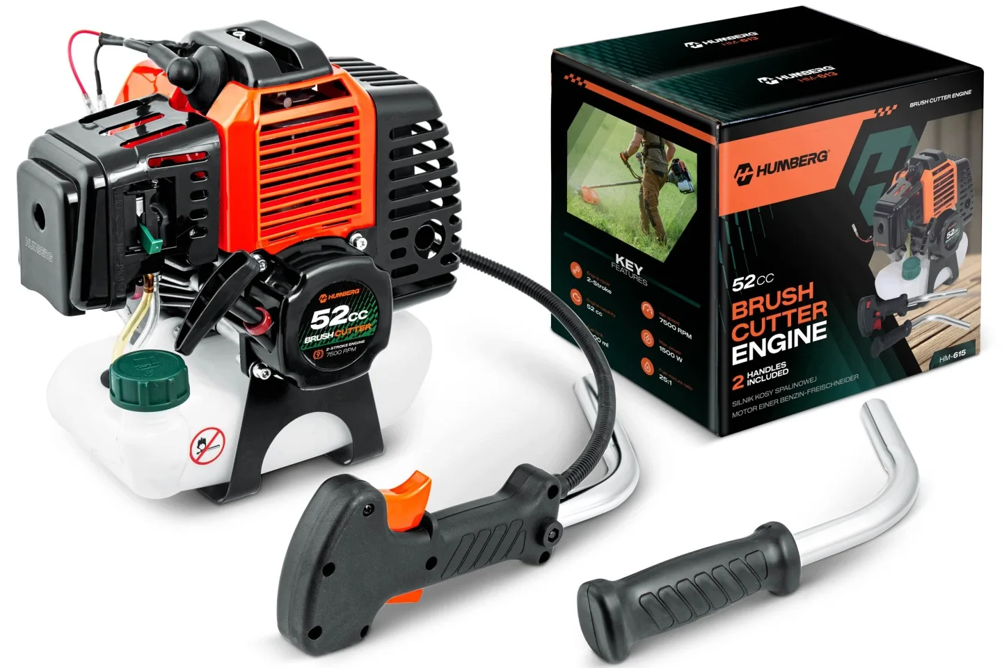 Slika proizvoda 3: Motor za benzinski trimer s ručkama 52 cm³ 7500 o/min Humberg HM-615