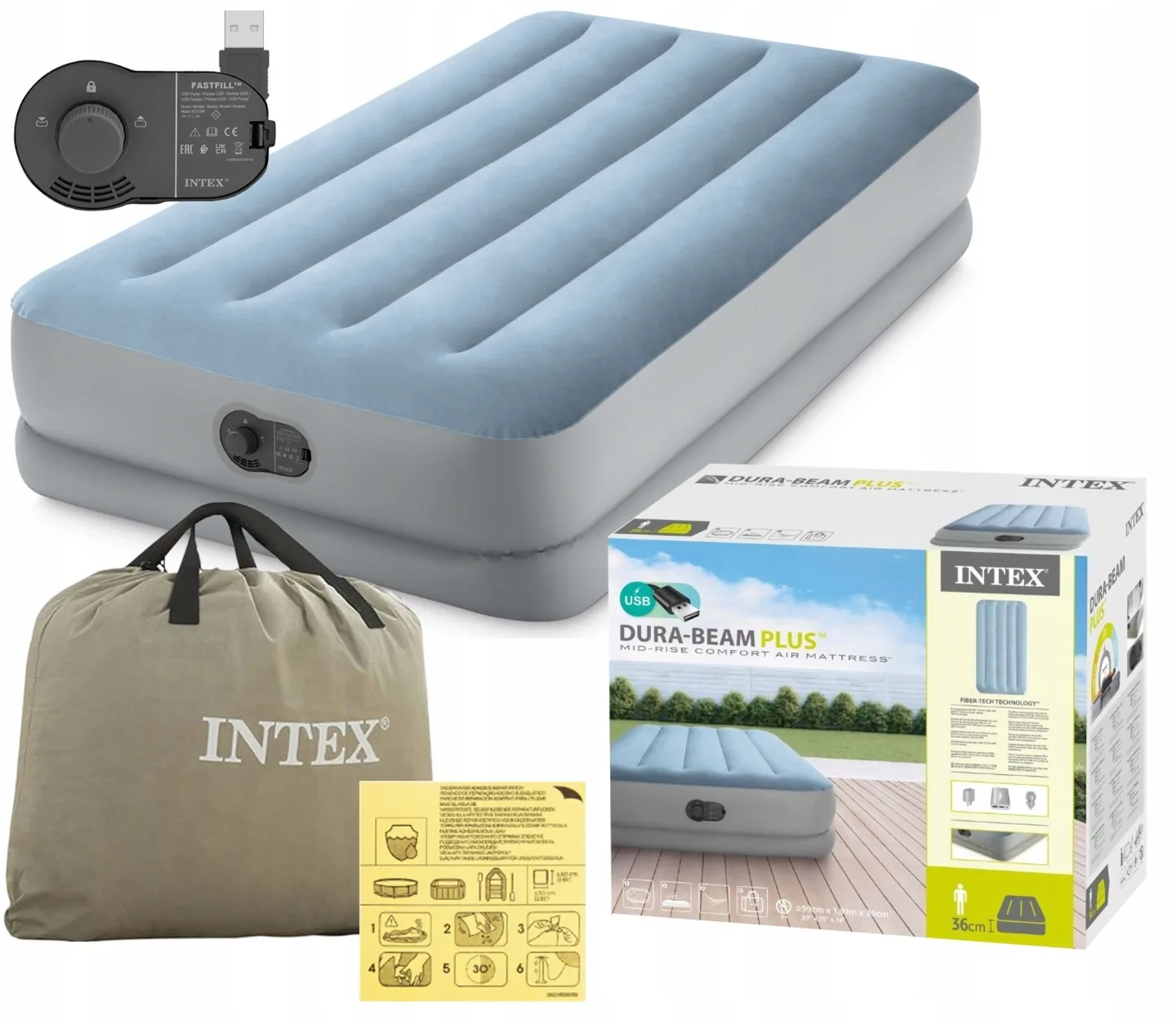 Slika proizvoda 7: Napuhujući madrac 191x99x36 cm sa ugrađenom USB pumpom INTEX 64157