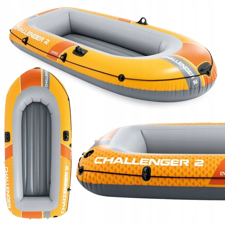 Barcă de pescuit Challenger pentru 2 persoane, 200 kg, 236x114x41 cm, pompă și vâsle, INTEX 66313