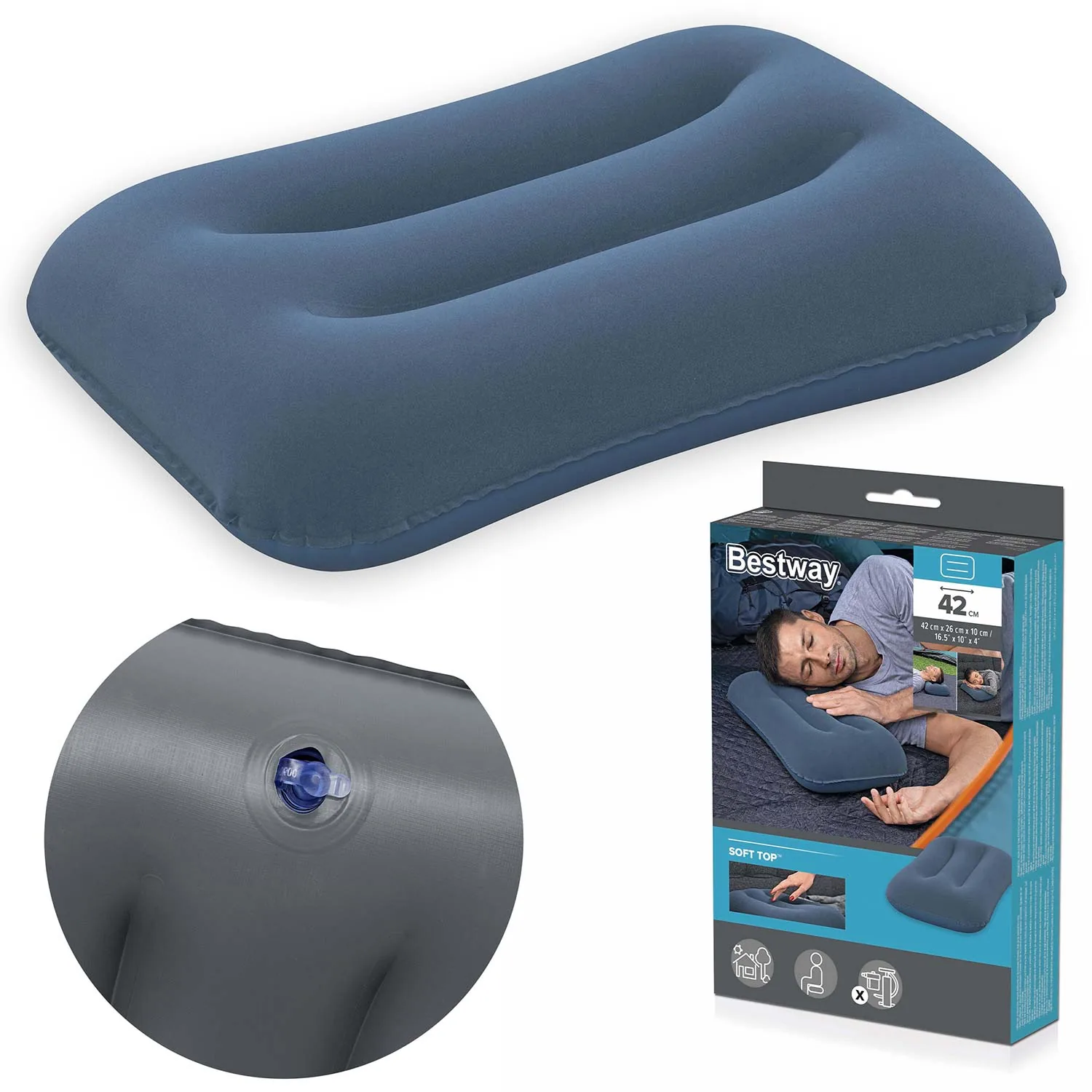 Felfújható velúr párna 42 x 26 cm Bestway 67121