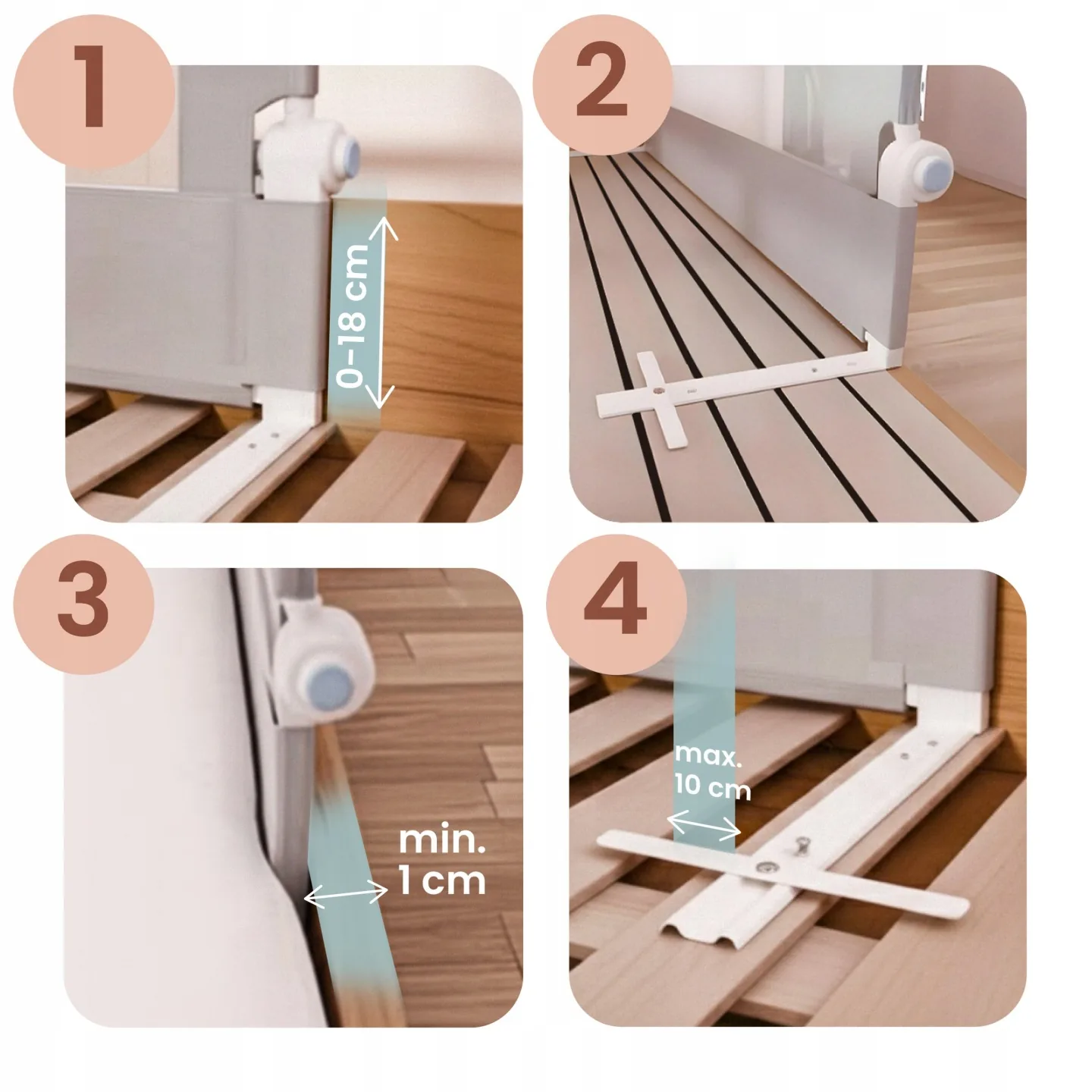 Detail produktu 4: Ochranná zábrana na postel, bezpečnostní zábranka, blokace 180 cm Nukido, šedá