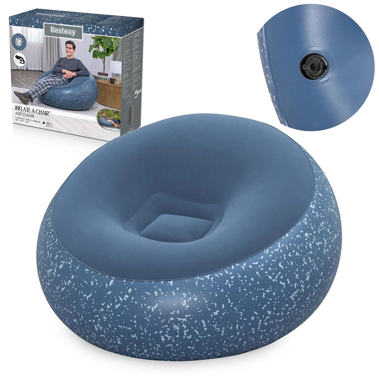 Napuhavajuća fotelja, napuhavajuća pufa, sjedeća vreća 112x112 cm Bestway 75154