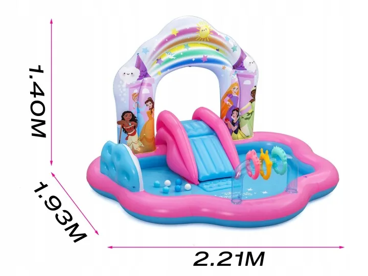 Termékkép 3: Felfújható gyerek játszótér kertbe csúszdával Princess Disney 221 x 193 x 140 cm Bestway 53175