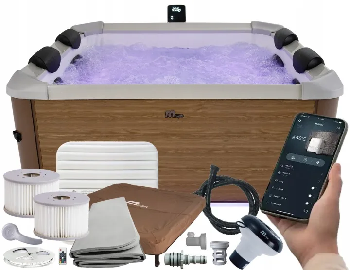 Termékkép 3: Egész évben használható, paneles hidromasszázs SPA Amber 6 személyre, mSpa LED WiFi