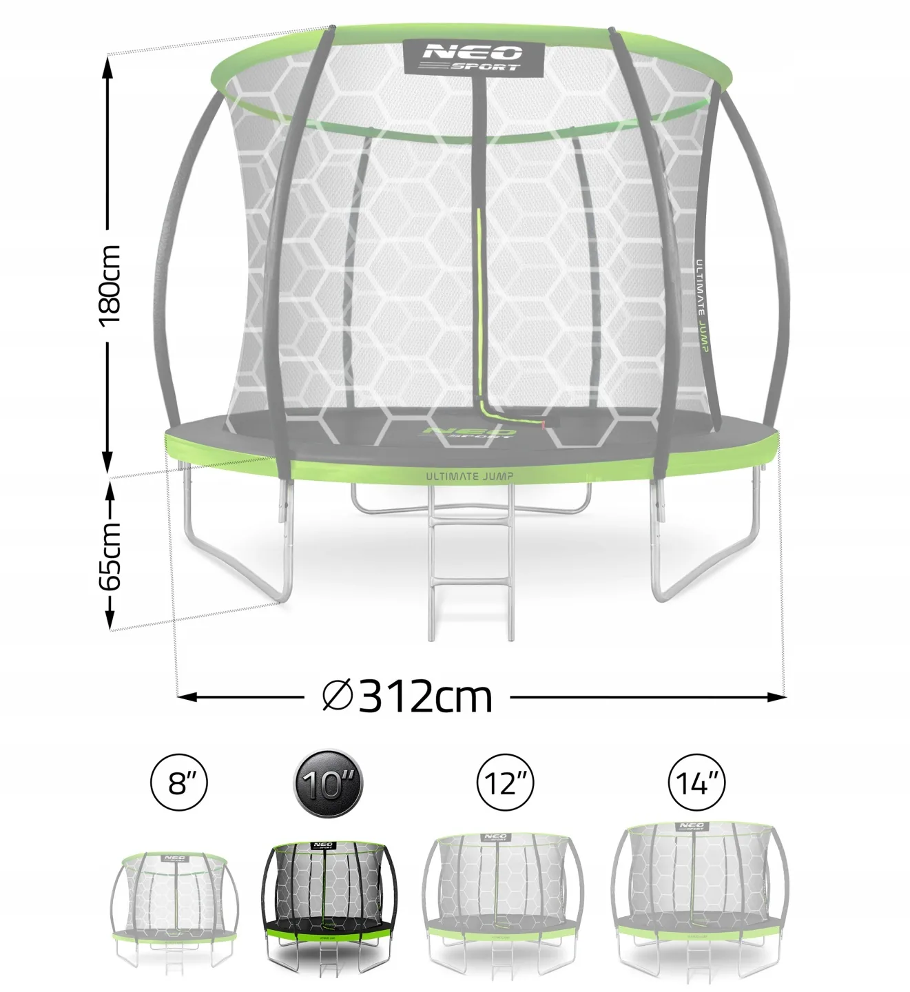 Termékkép 11: Profilozott kerti trambulin 10 ft/312 cm belső hálóval, Neo-Sport