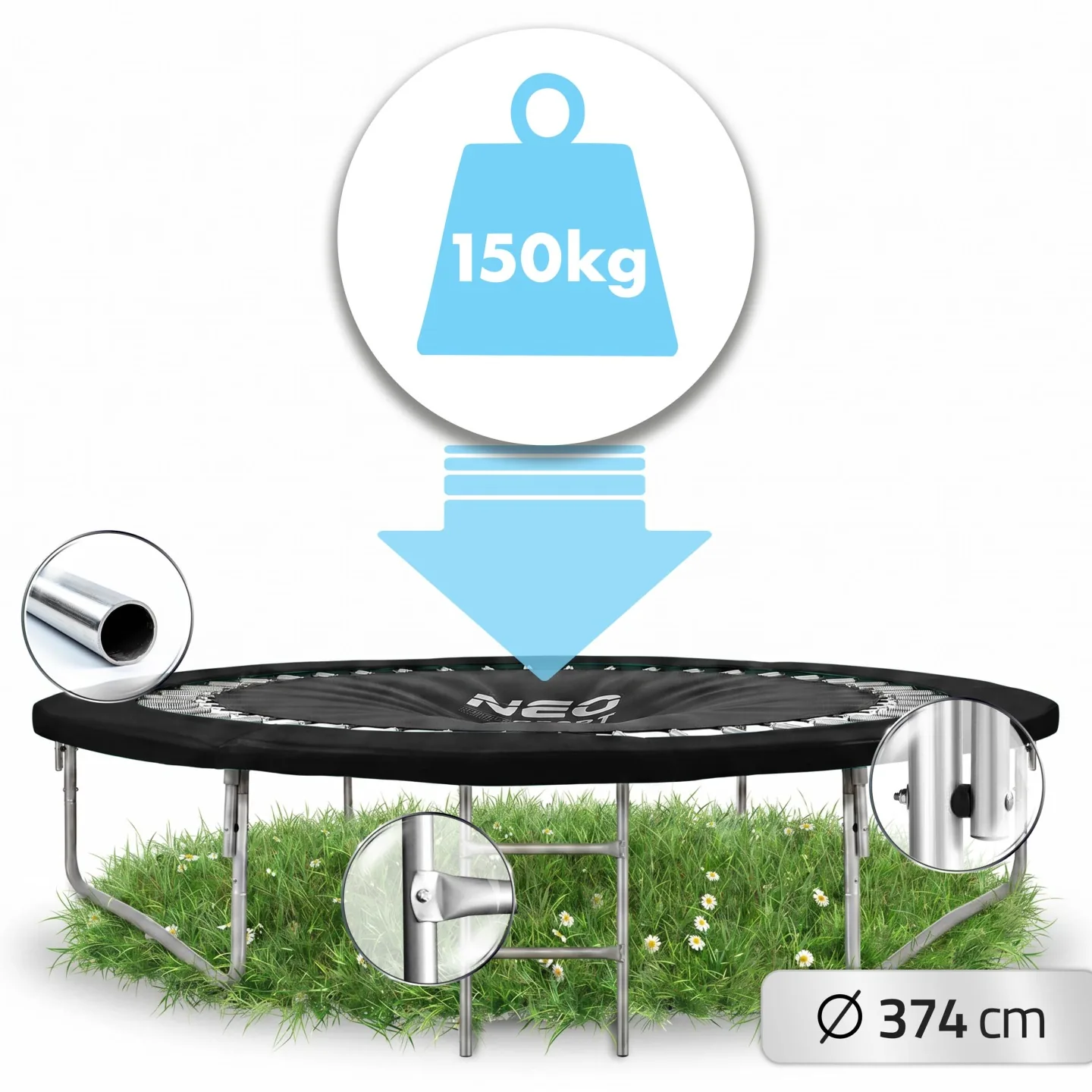 Termékkép 13: Neo-Sport kerti, profilozott trambulin 12 ft/374 cm belső hálóval