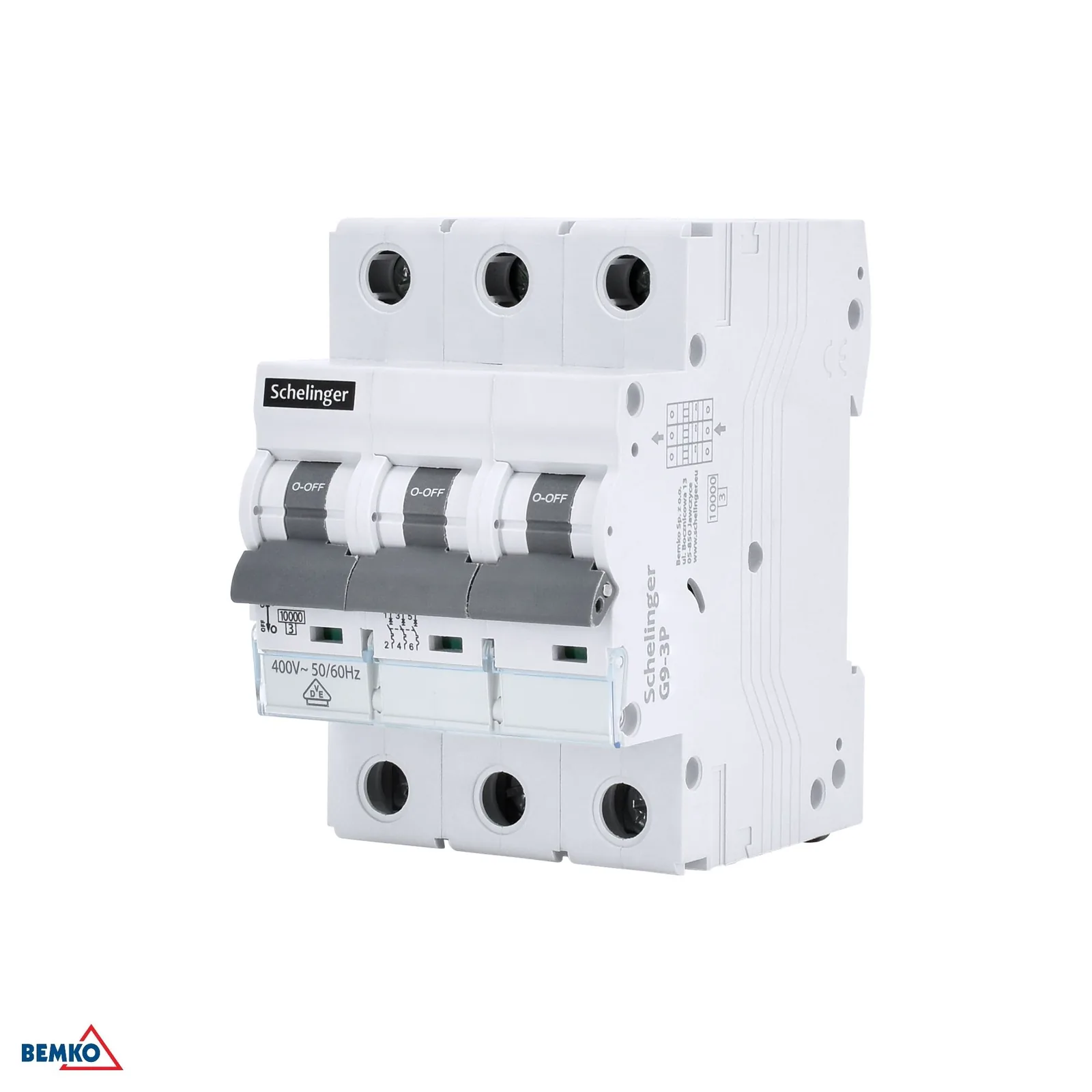 Tropolni modularni odklopnik 10 A C 10 kA Schelinger BM-A02-G9-3P-C10