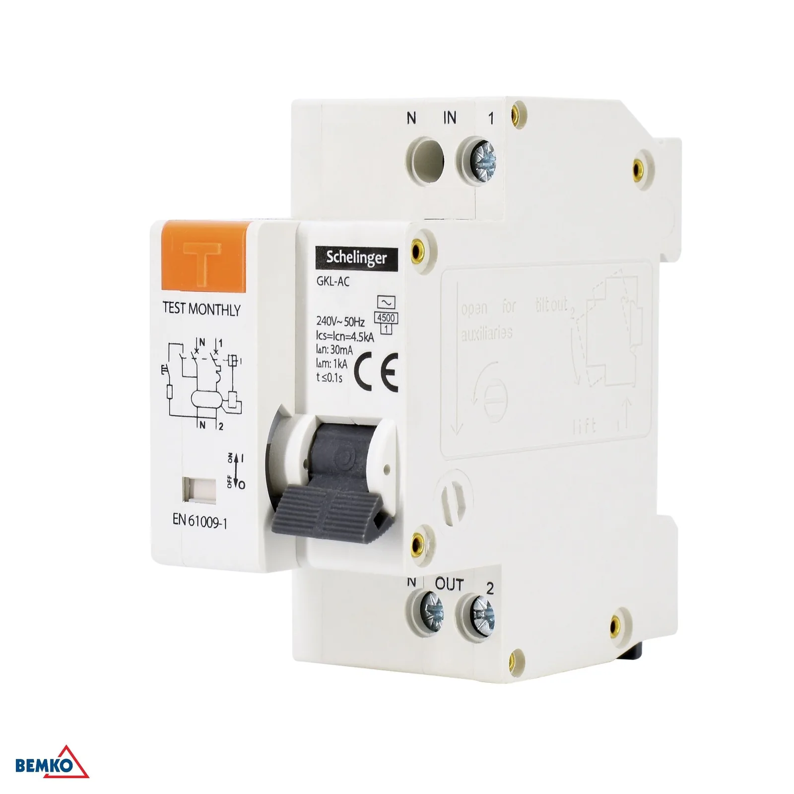 Áram-védőkapcsoló túláramvédelemmel 2P B 25A 30MA AC típus Schelinger BM-A08-GKL-AC-B25