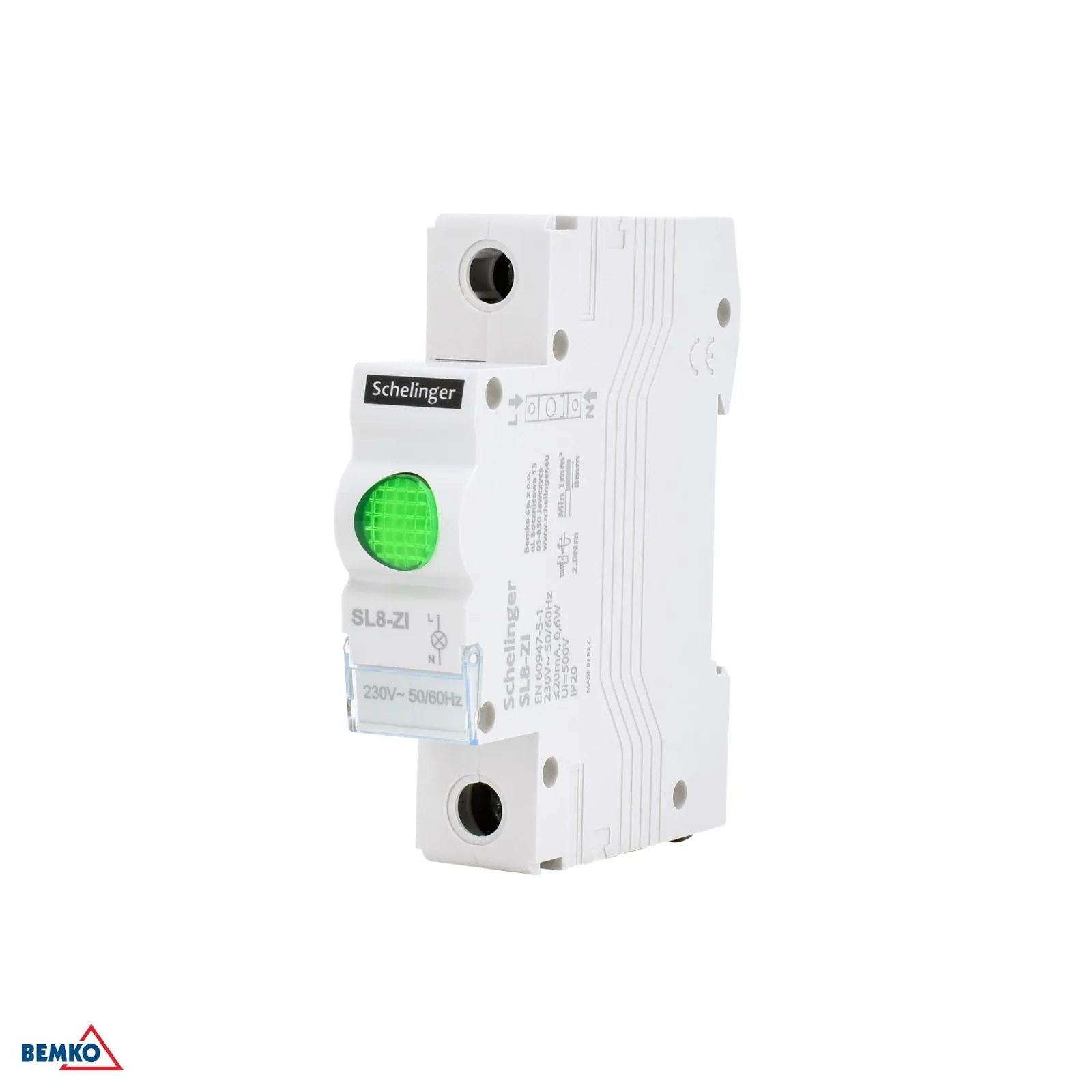 Schelinger zöld LED-jelzőlámpa 230V IP20 BM-A15-SL8-ZI