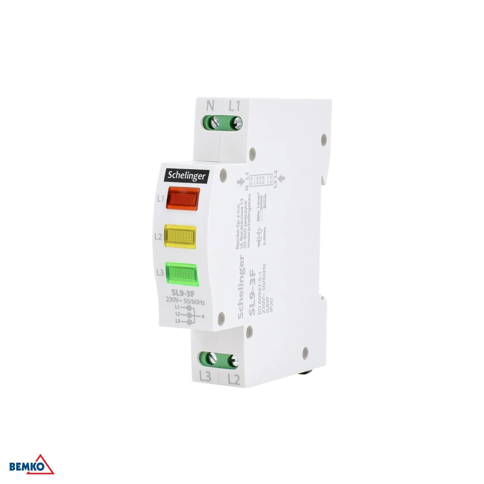 Schelinger jelző LED modul DIN sínre 3 fázishoz 230 V BM-A15-SL9-3F