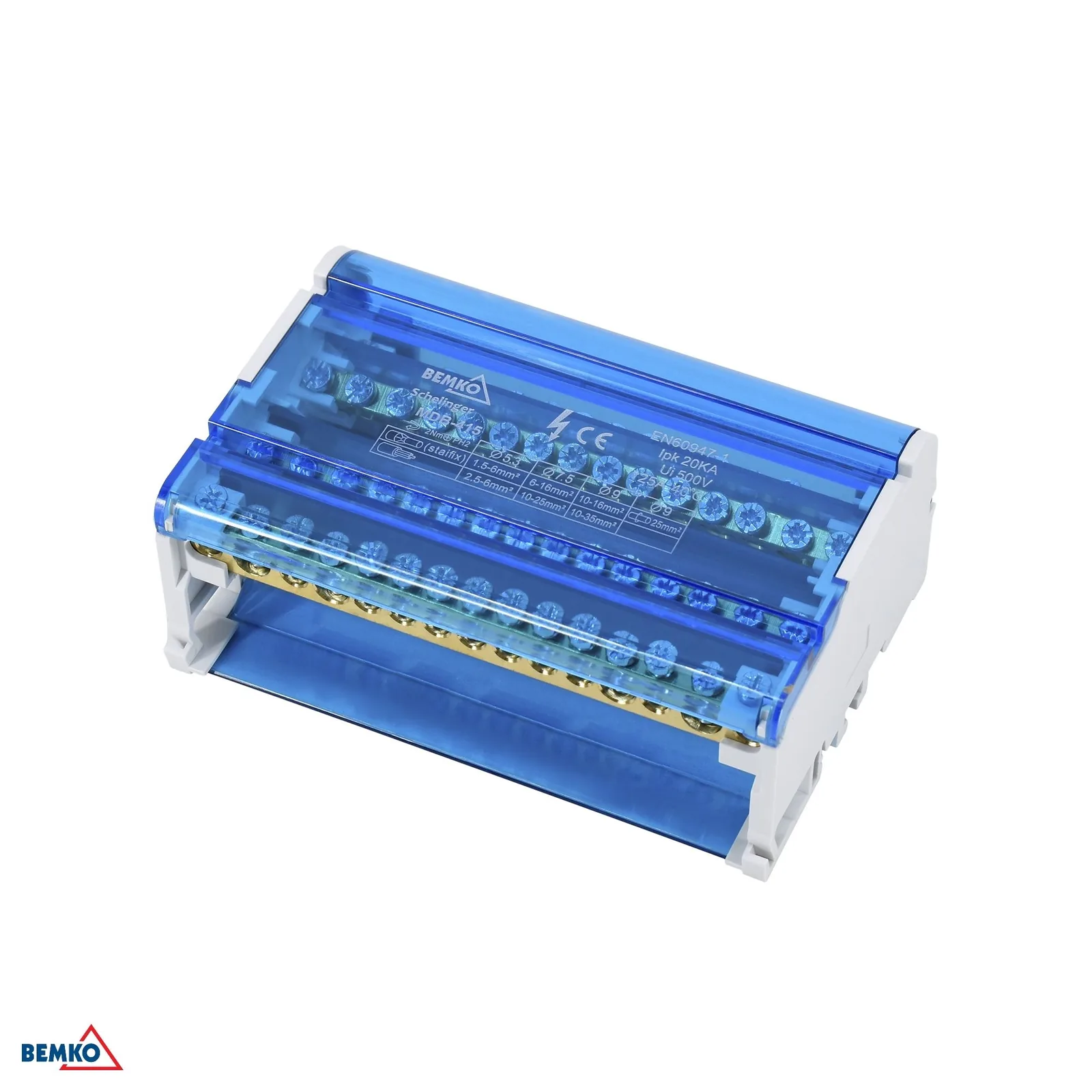 Schelinger razdelilni blok za DIN letev 125 A 4x15 BM-A18-MDB-415