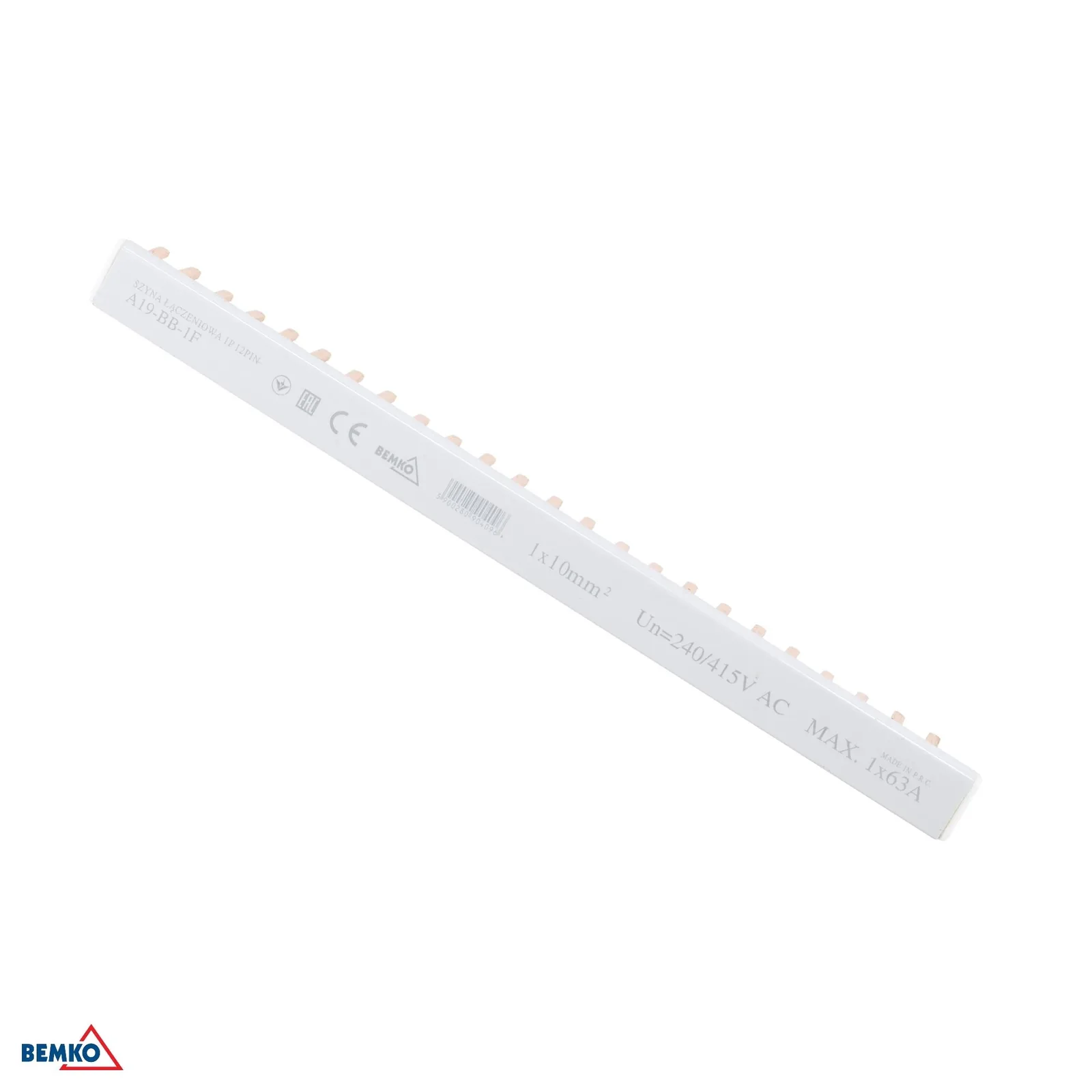 Schelinger enofazna bakrena fazna letvica tipa U 12 modulov 63 A BM-A19-BB-1F