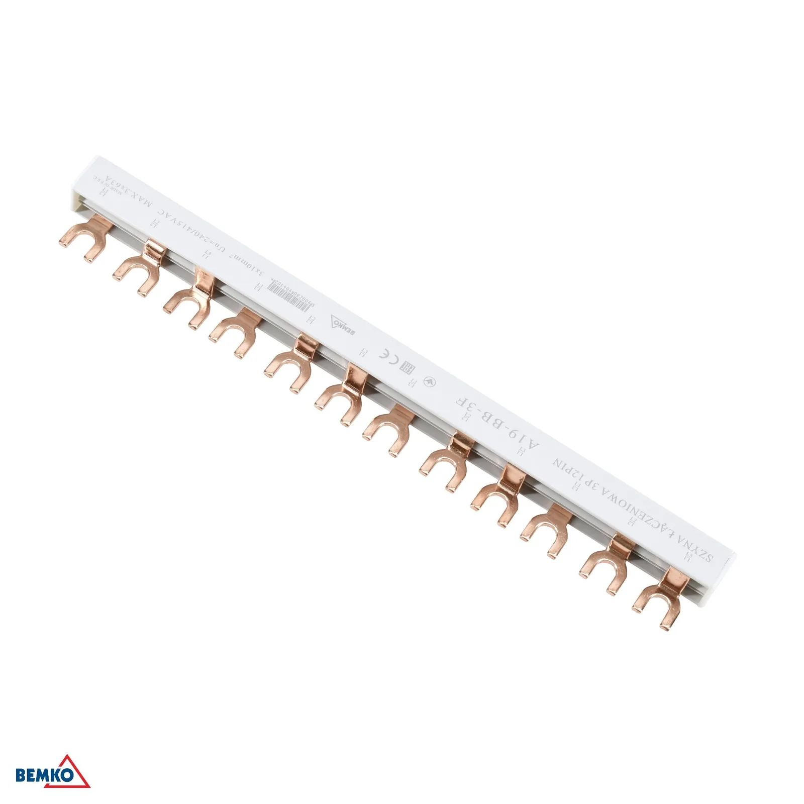 Schelinger trifazna bakrena zbiralka tipa U 63 A, 10 mm², 12 modulov BM-A19-BB-3F