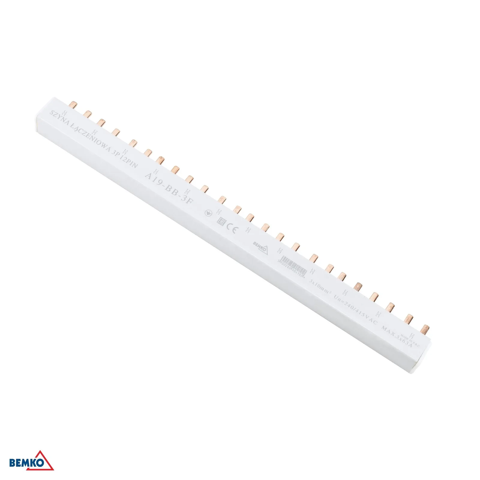 Schelinger trifazna bakrena zbiralka tipa U 63 A, 10 mm², 12 modulov BM-A19-BB-3F