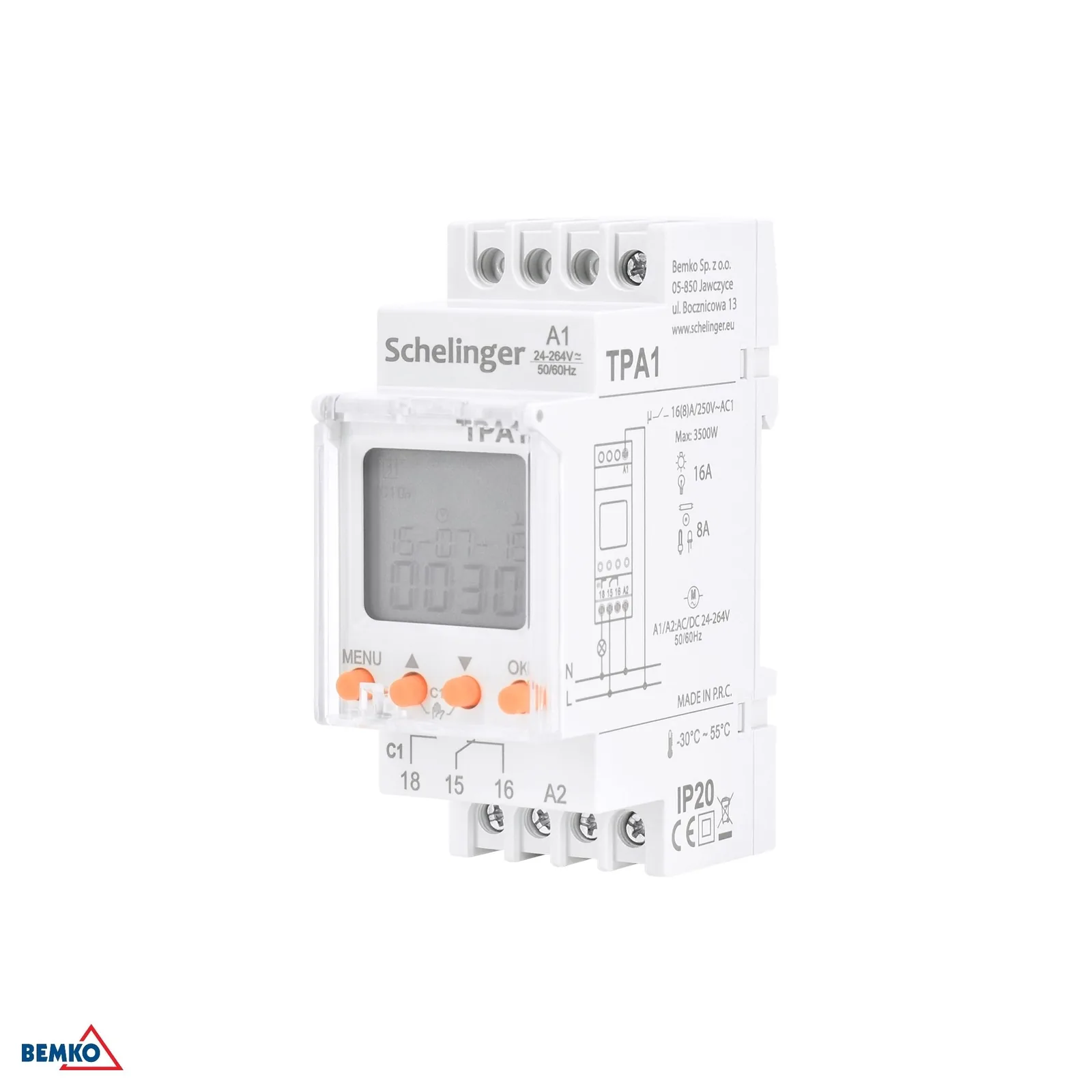 Schelinger csillagászati időkapcsoló DIN sínre 24–264 V AC/DC, 1 csatorna BM-A25-TPA1
