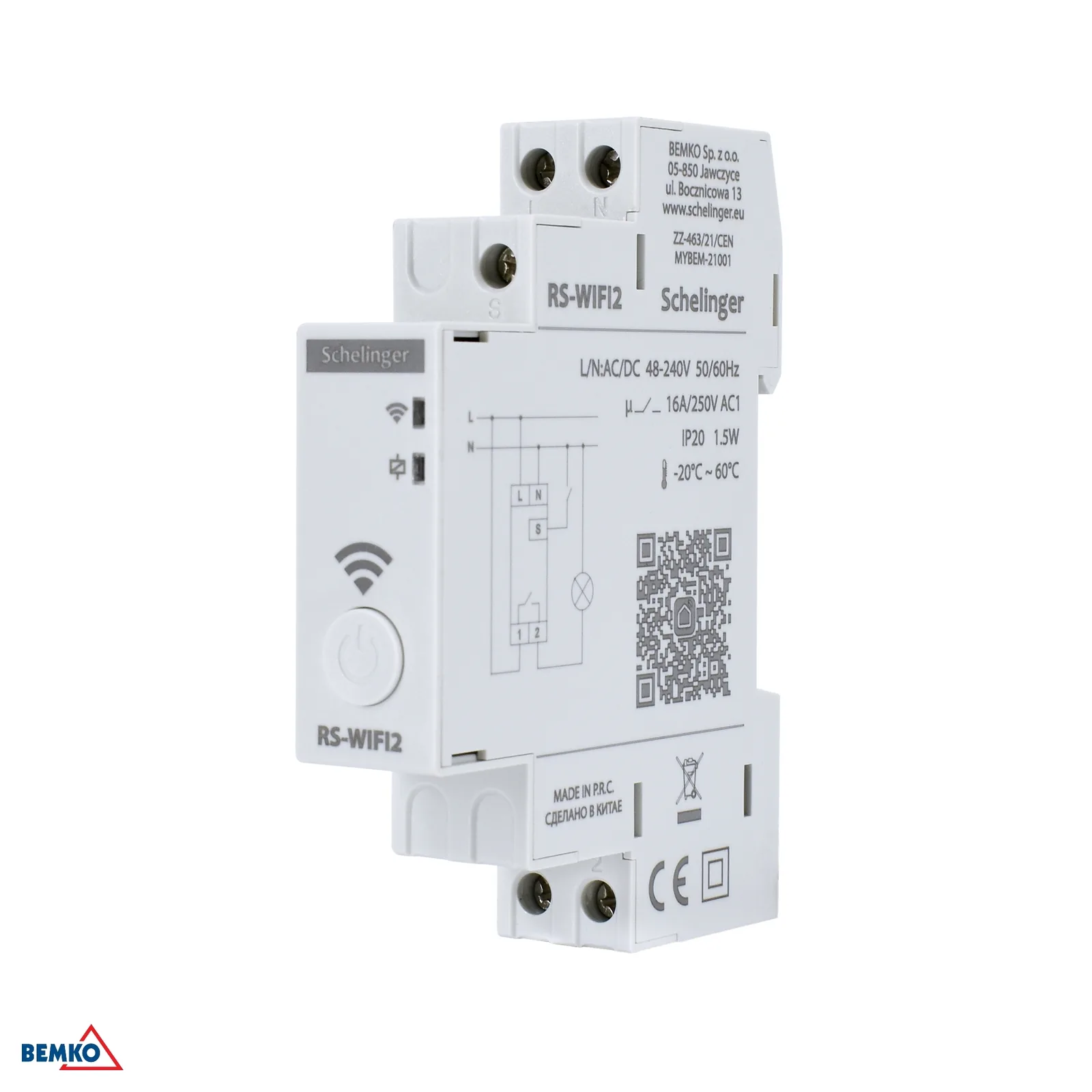 Schelinger astronomski Wi‑Fi vremenski relej za DIN šinu s 1 kanalom, 48–240 V, 16 A BM-A26-RS-WIFI2
