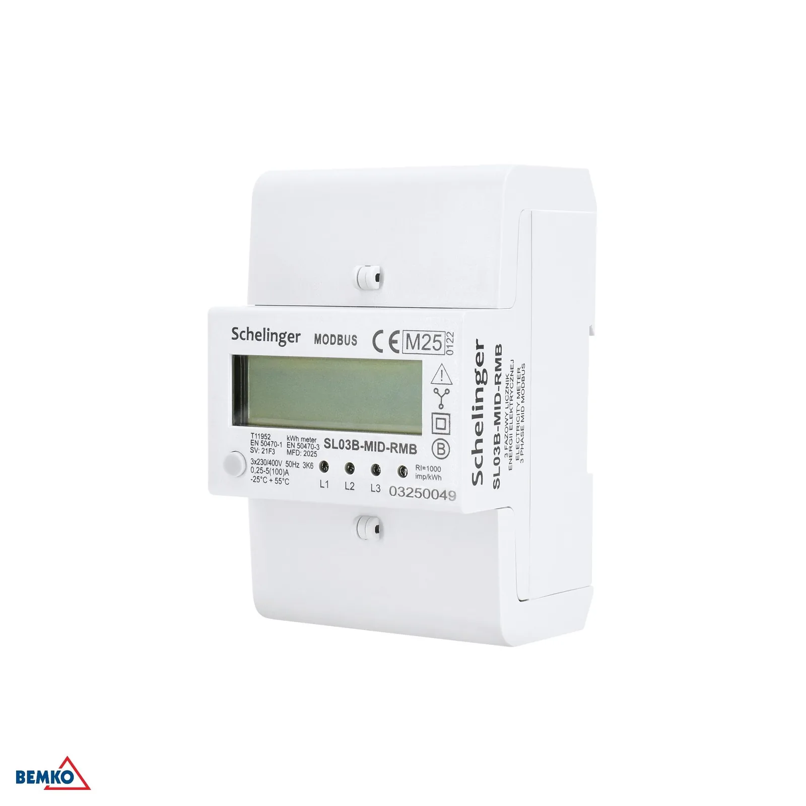Schelinger trofazni podmjerni elektromjer s Modbusom za DIN šinu 100A BM-A31-SL03B-MID-RMB