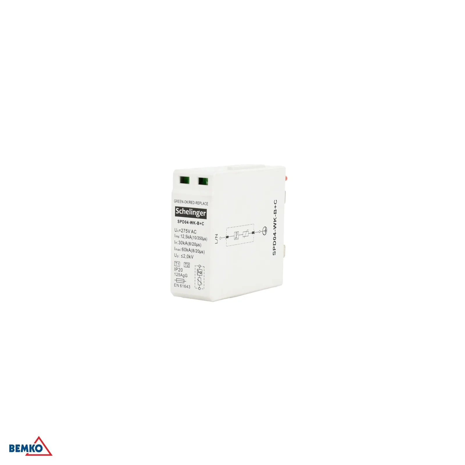 Schelinger túlfeszültség-védelem T1+T2 (B+C) 12,5 kA 275 V elosztószekrényhez BM-A51-SPD04-WK-B+C