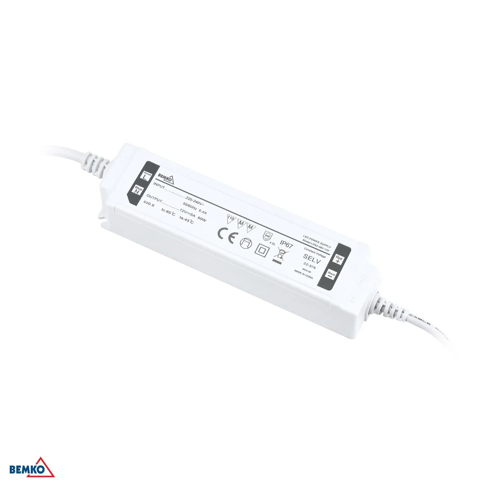 Bemko hermetikus LED tápegység 12V 60W IP67 BM-B42-LDS2-060-12V