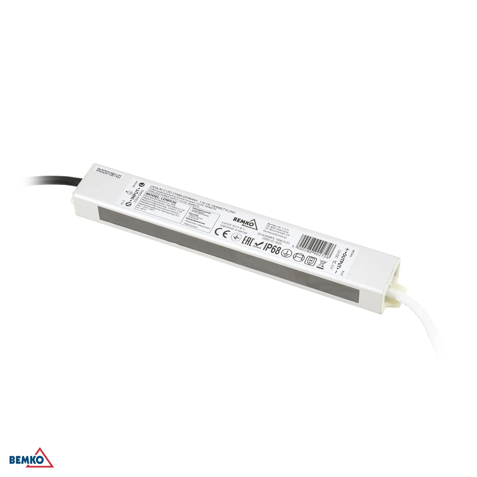 Bemko hermetički LED transformator IP68 12V 30W BM-B42-LDW030