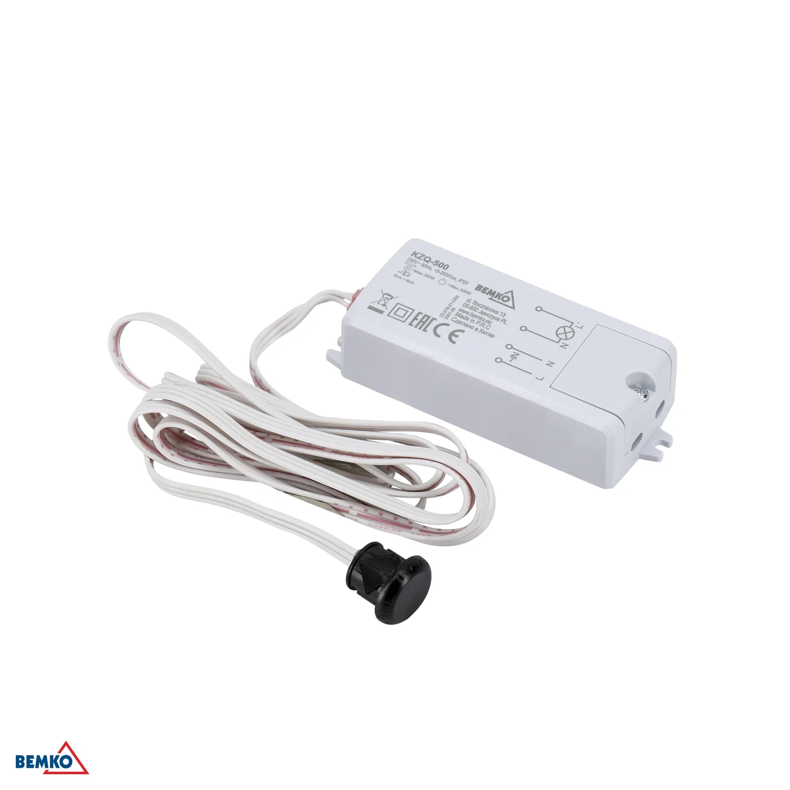 Bemko mozgásérzékelő 230V, 500W, IP20, fehér BM-B53-KZQ-500