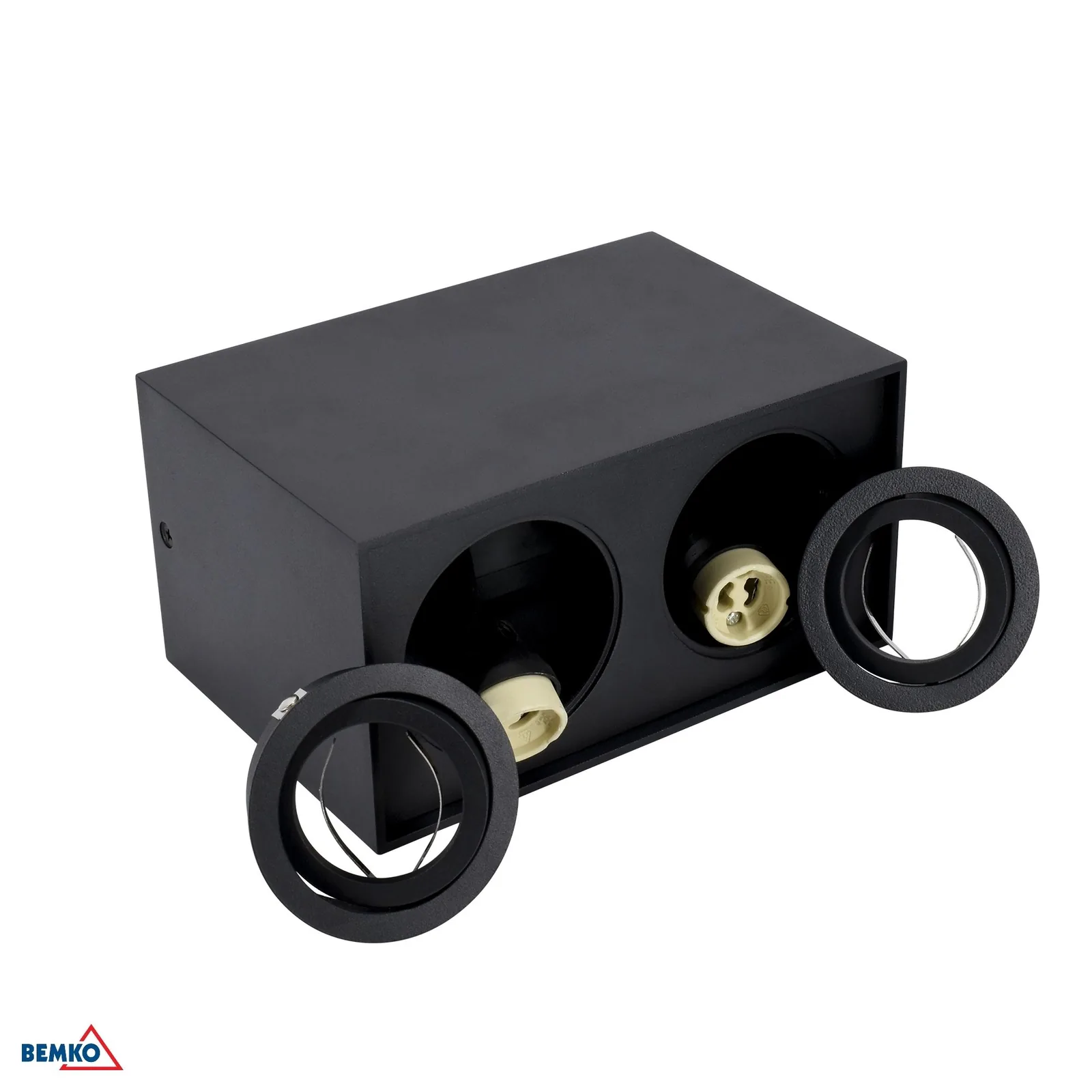 Bemko fekete süllyesztett spotlámpa GU10 2×50W 182×96 mm BM-C23-DLO-AS-GU10-250-BL